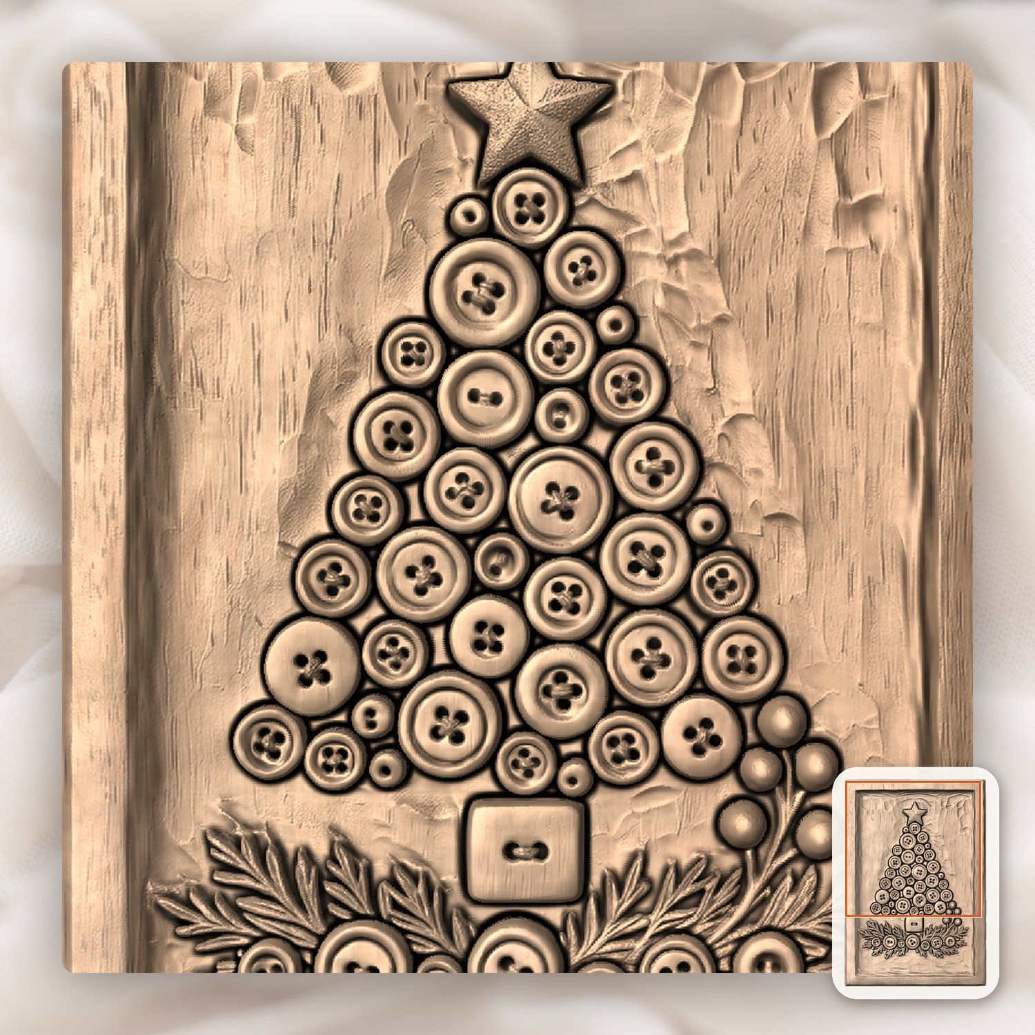 Button Christmas Tree Decor CNC Relief STL bas-relief STL — view 9