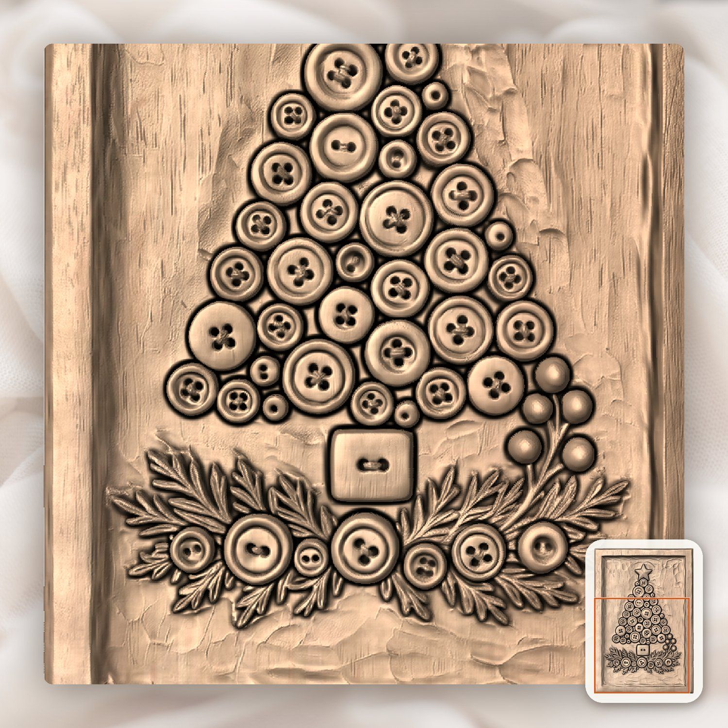 Button Christmas Tree Decor CNC Relief STL bas-relief STL — view 10