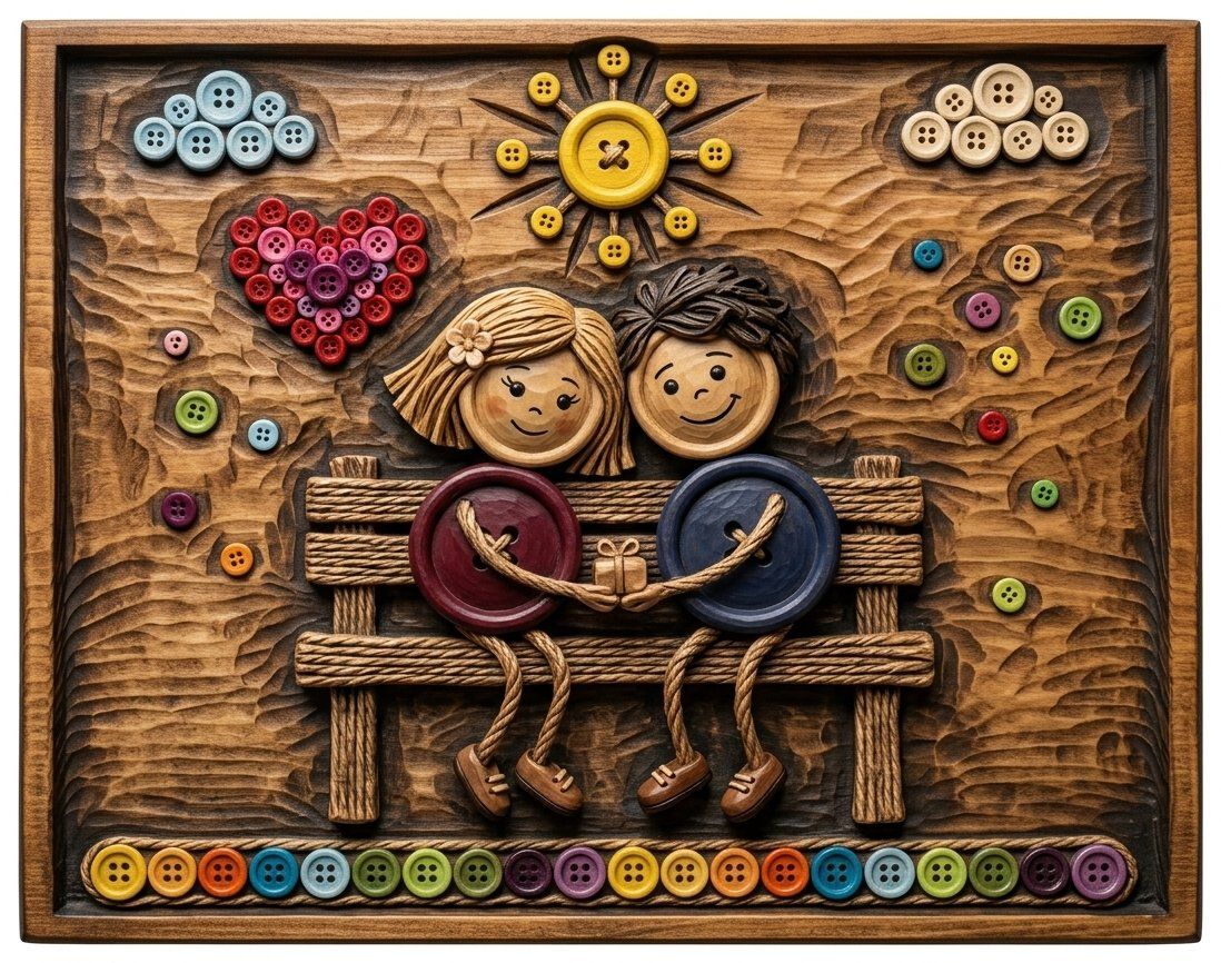 Button Couple Heart Scene CNC Relief STL bas-relief STL — view 12