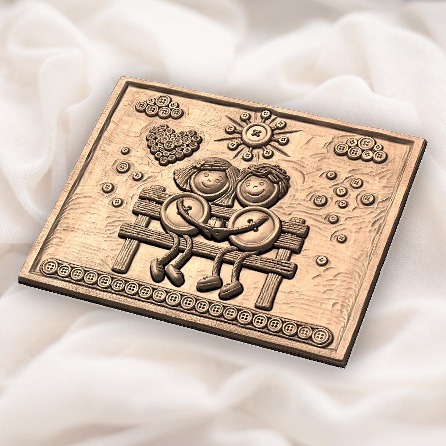 Button Couple Heart Scene CNC Relief STL bas-relief STL — view 5