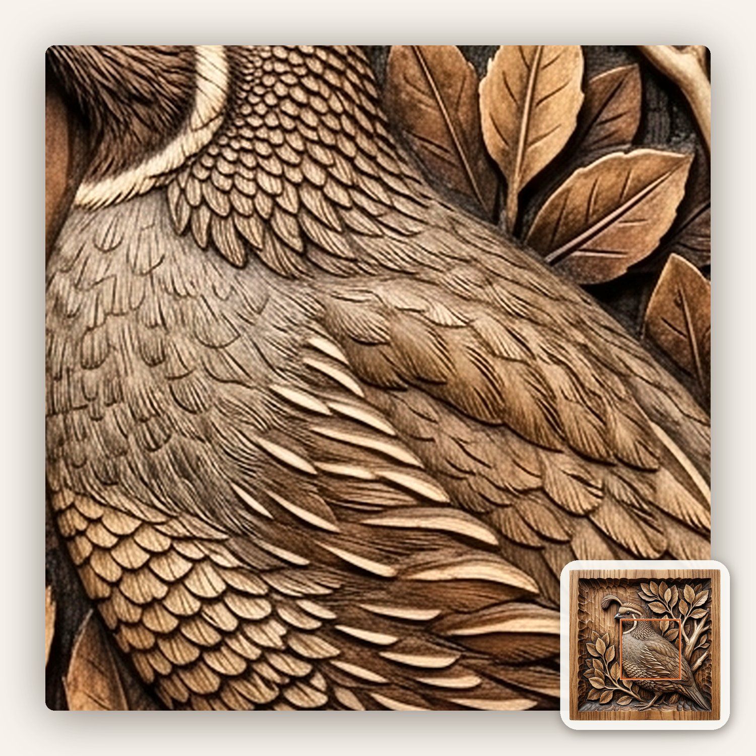 California Quail Bird Wildlife CNC Relief STL bas-relief STL — view 10