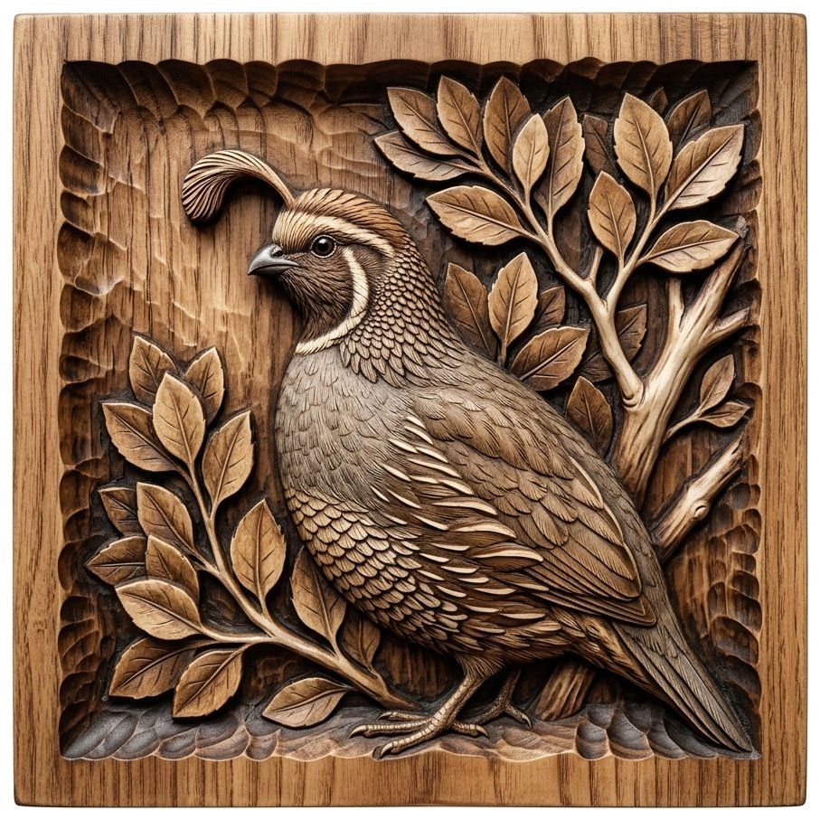 California Quail Bird Wildlife CNC Relief STL bas-relief STL — view 19