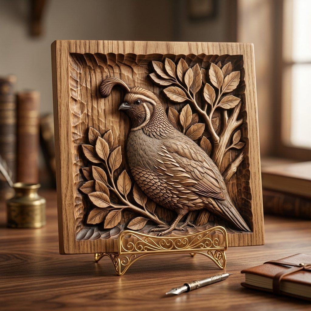 California Quail Bird Wildlife CNC Relief STL bas-relief STL — view 18