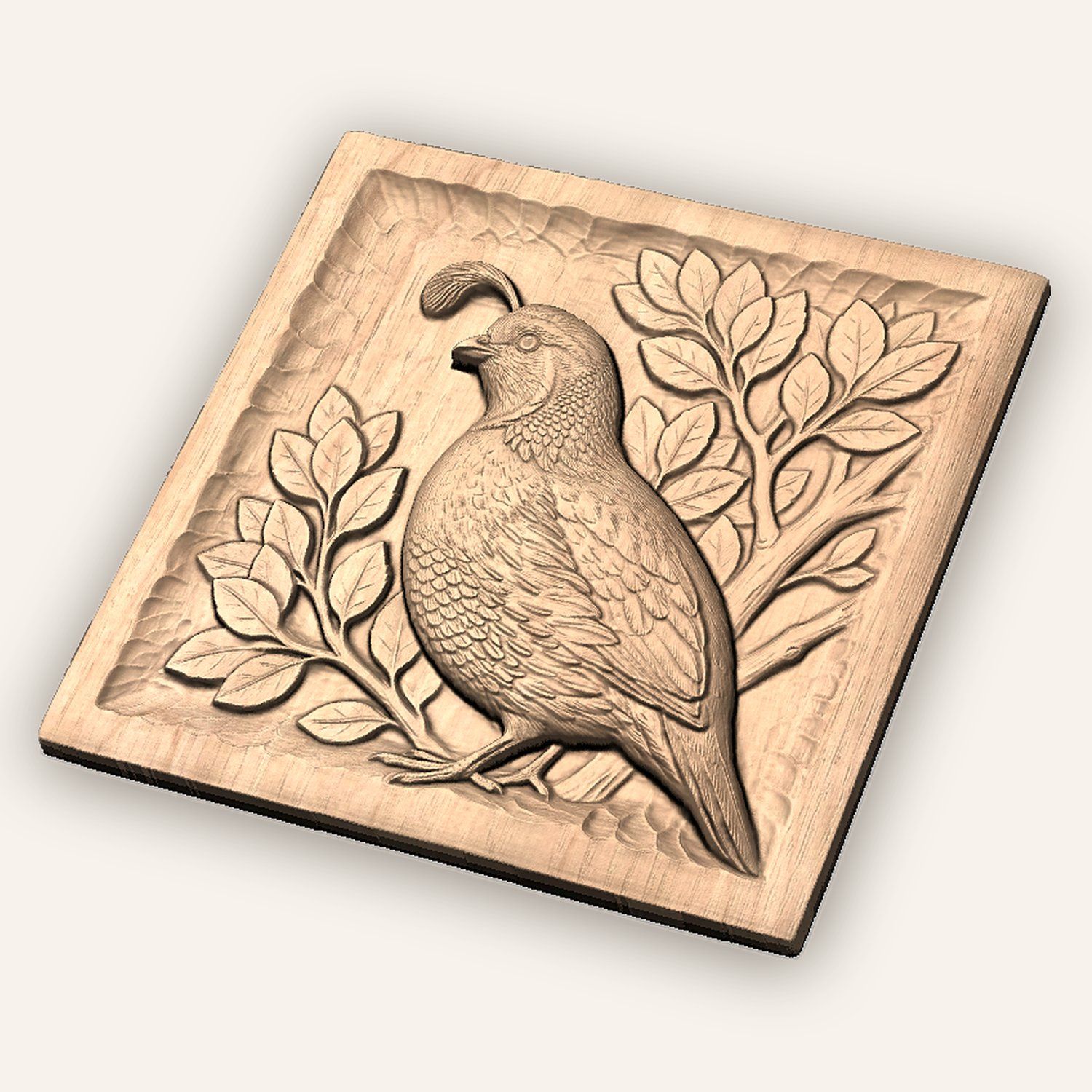 California Quail Bird Wildlife CNC Relief STL bas-relief STL — view 4