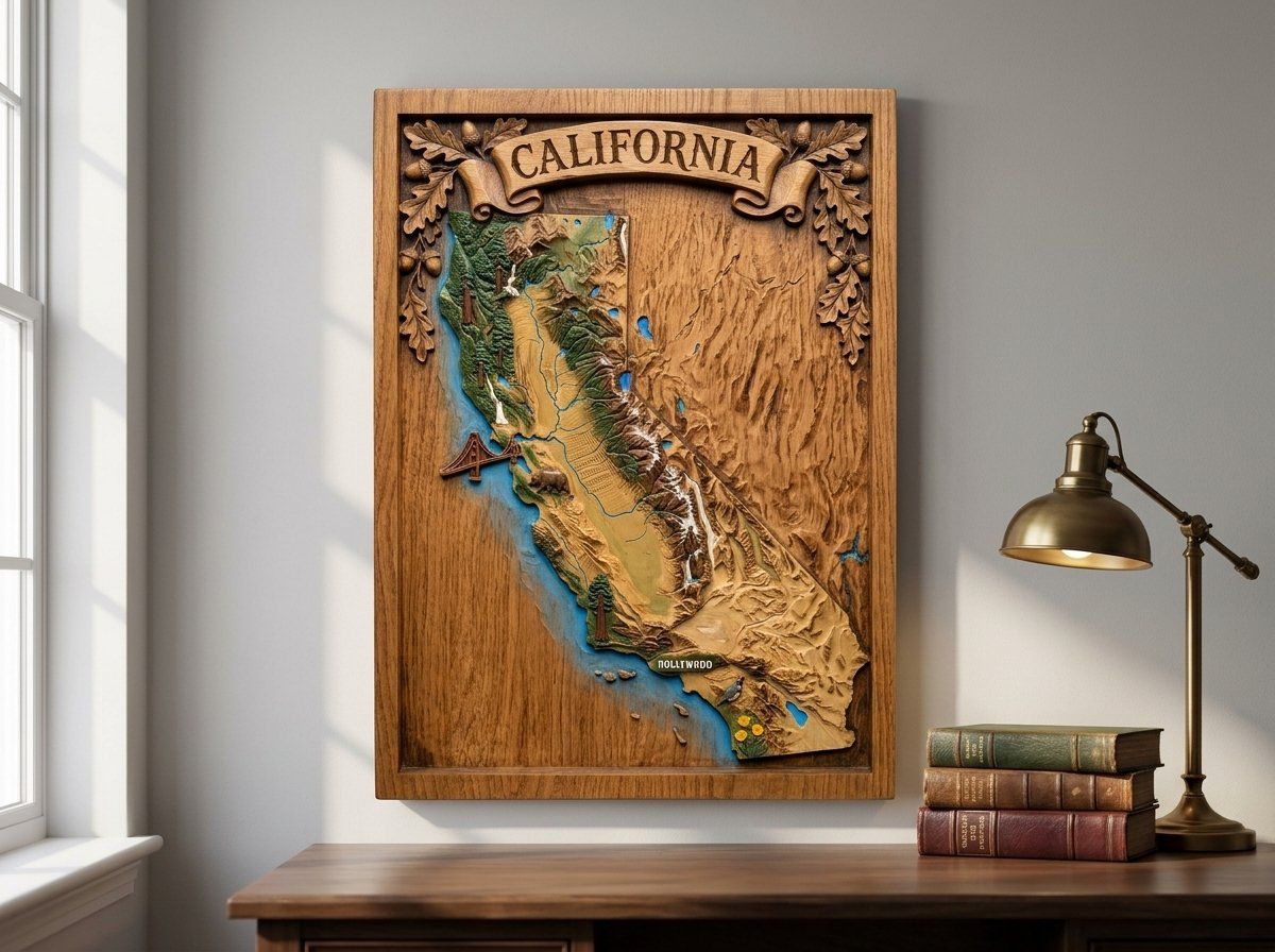 California State 3D Map CNC Relief STL bas-relief STL — view 13