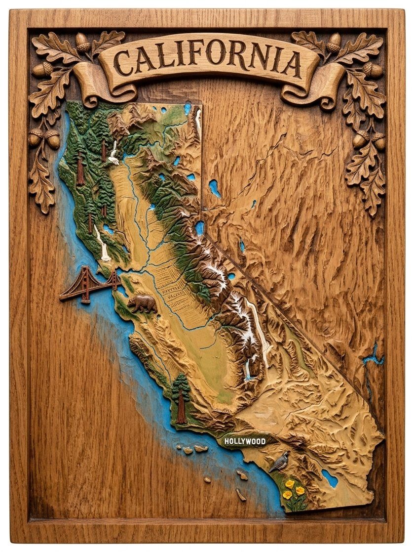 California State 3D Map CNC Relief STL bas-relief STL — view 4