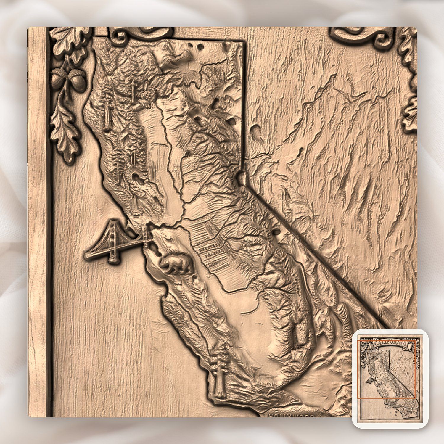 California State 3D Map CNC Relief STL bas-relief STL — view 7