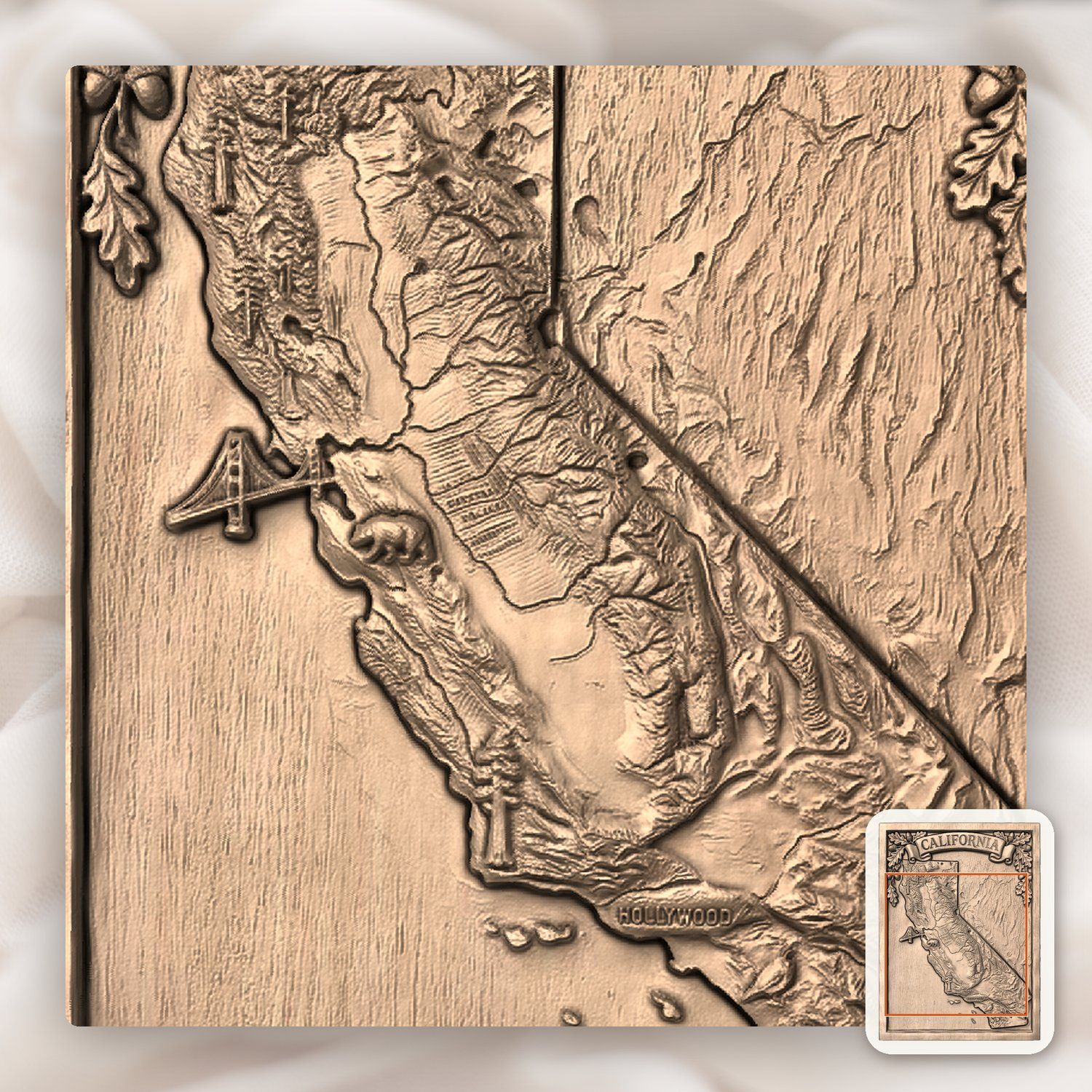 California State 3D Map CNC Relief STL bas-relief STL — view 9