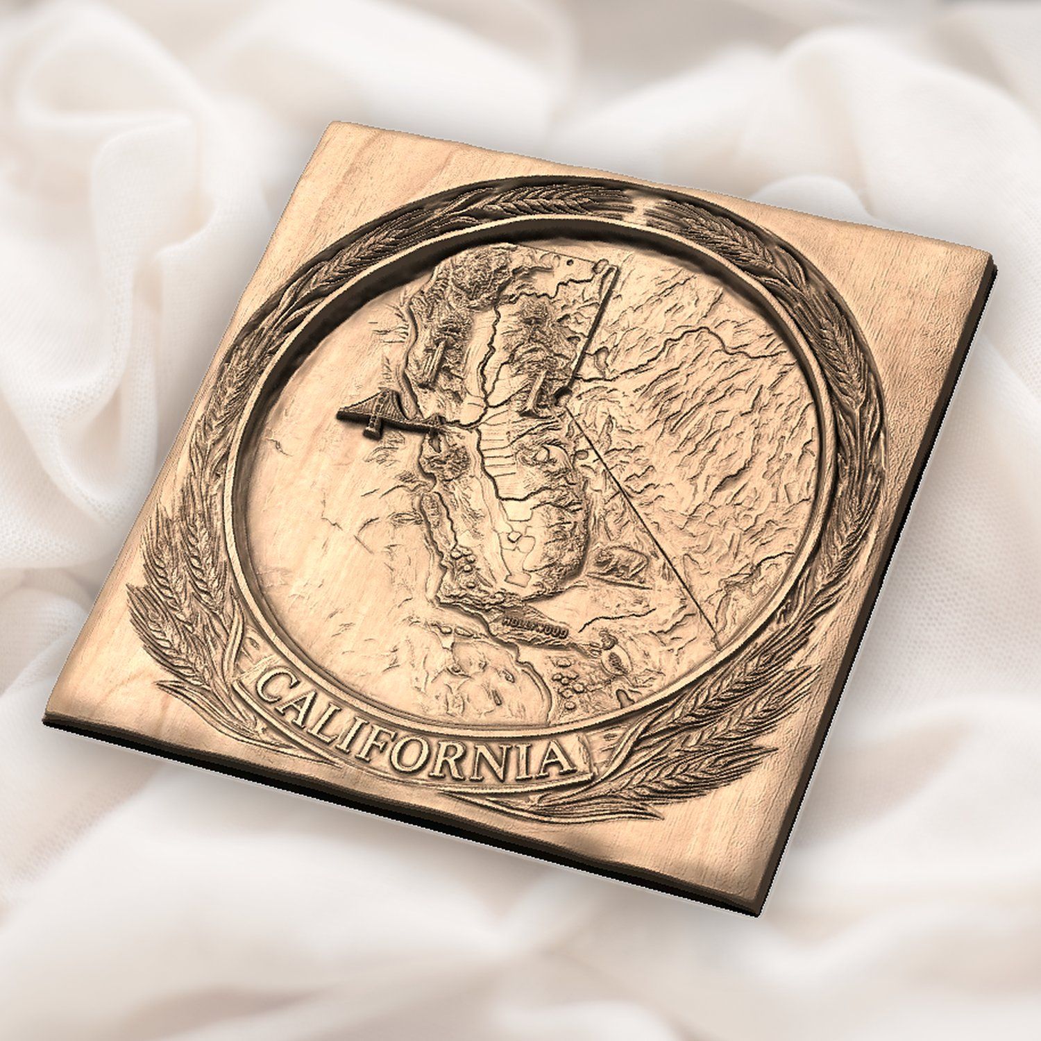 California State Map 3D Medallion CNC Relief STL bas-relief STL — view 6