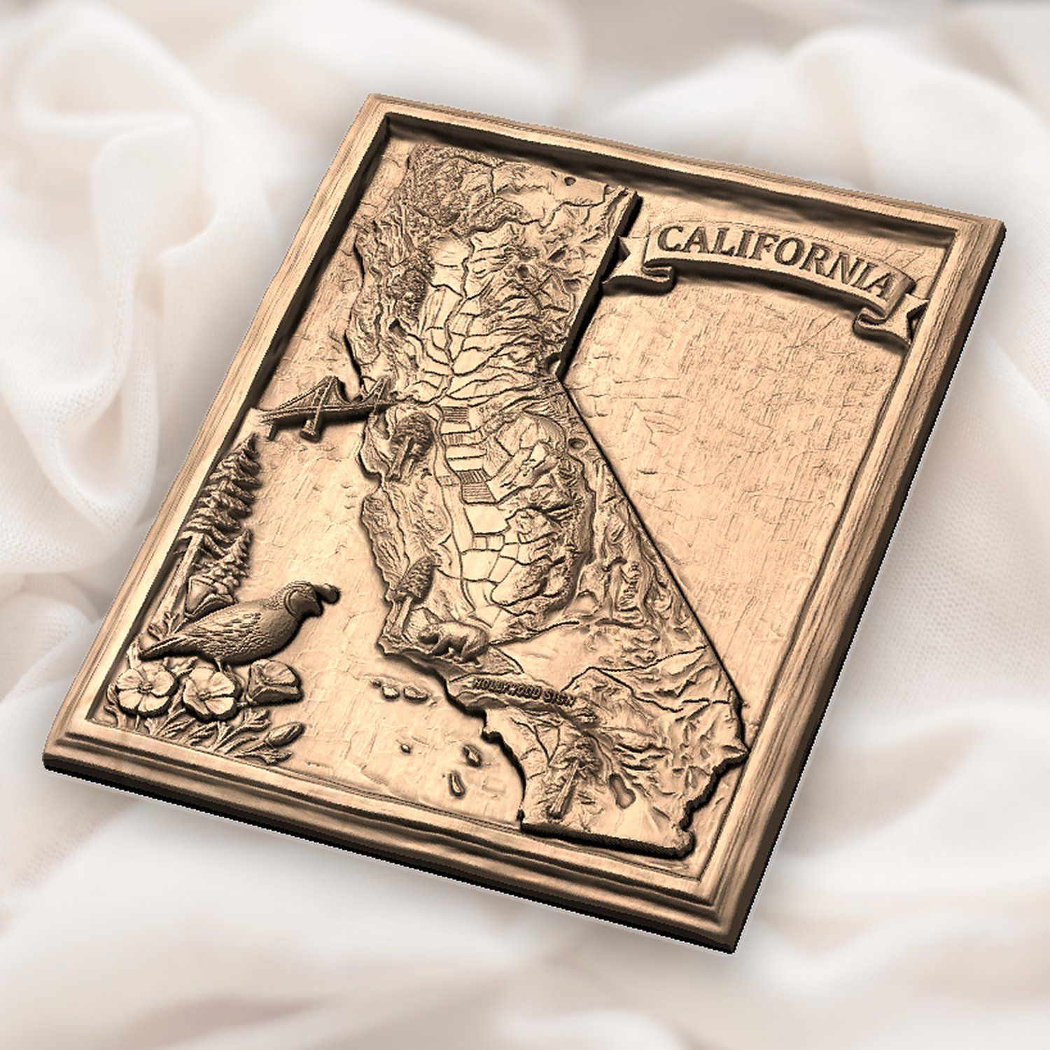 California State Map Landmark CNC Relief STL bas-relief STL — view 6