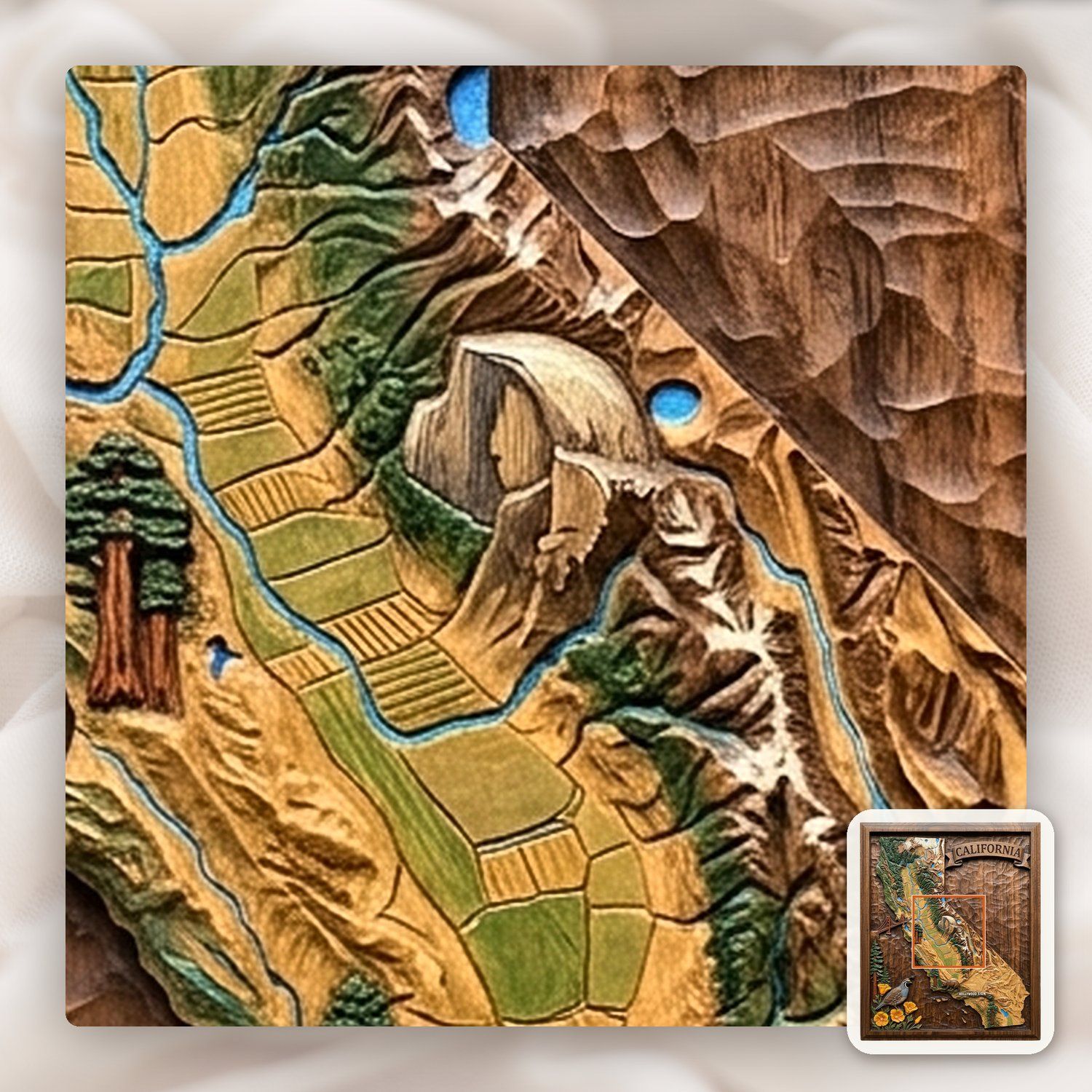 California State Map Landmark CNC Relief STL bas-relief STL — view 11