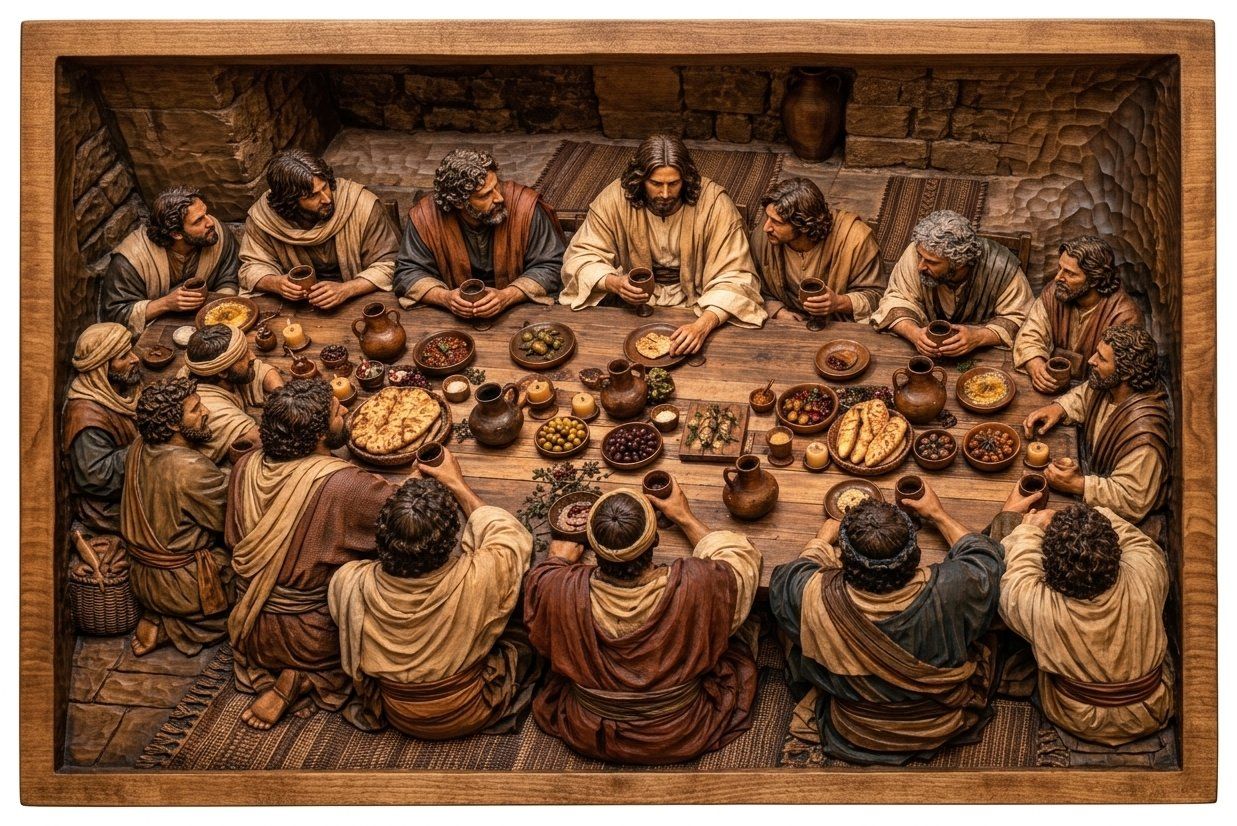 Candlelit Last Supper CNC Relief STL bas-relief STL — view 13