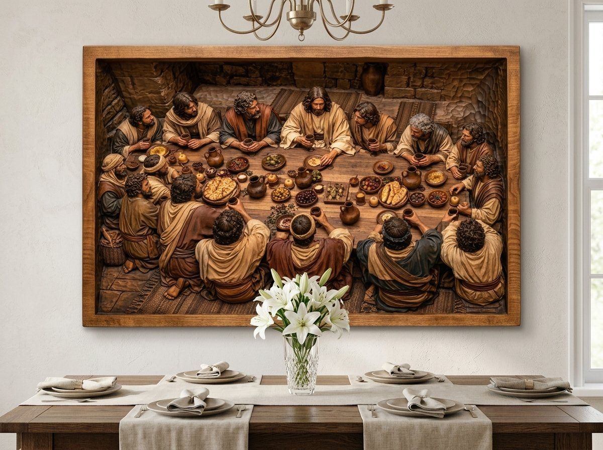Candlelit Last Supper CNC Relief STL bas-relief STL — view 14