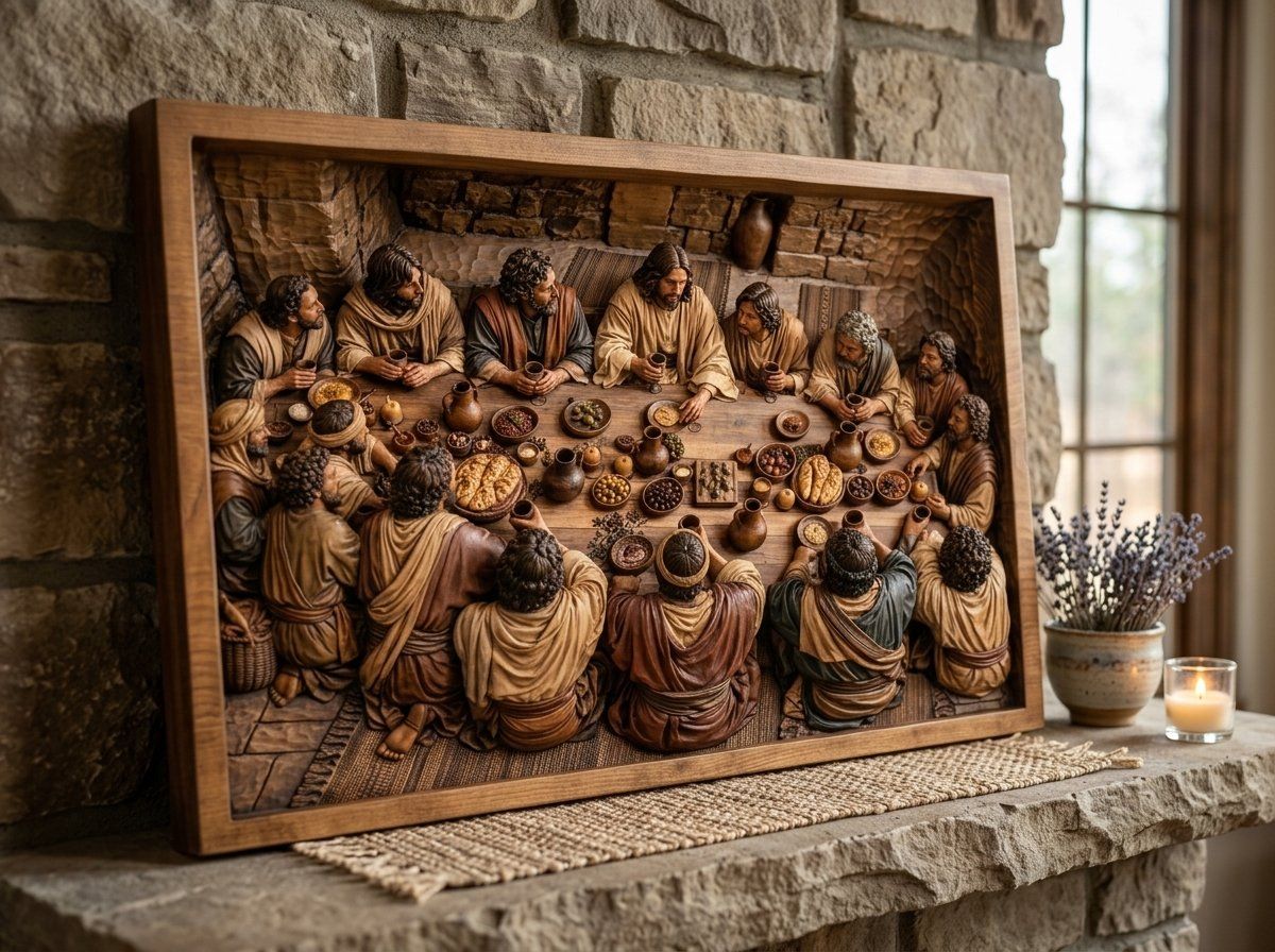 Candlelit Last Supper CNC Relief STL bas-relief STL — view 15