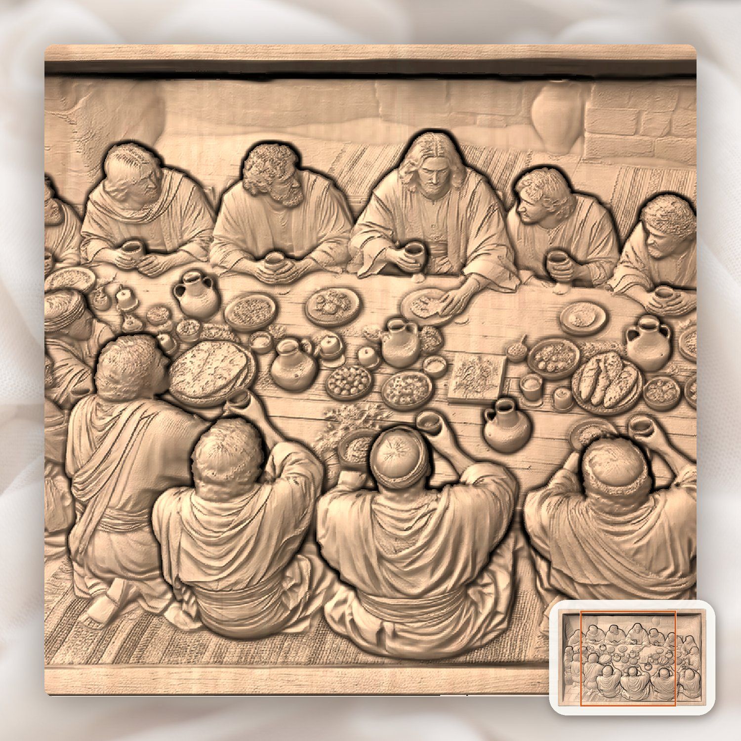 Candlelit Last Supper CNC Relief STL bas-relief STL — view 6