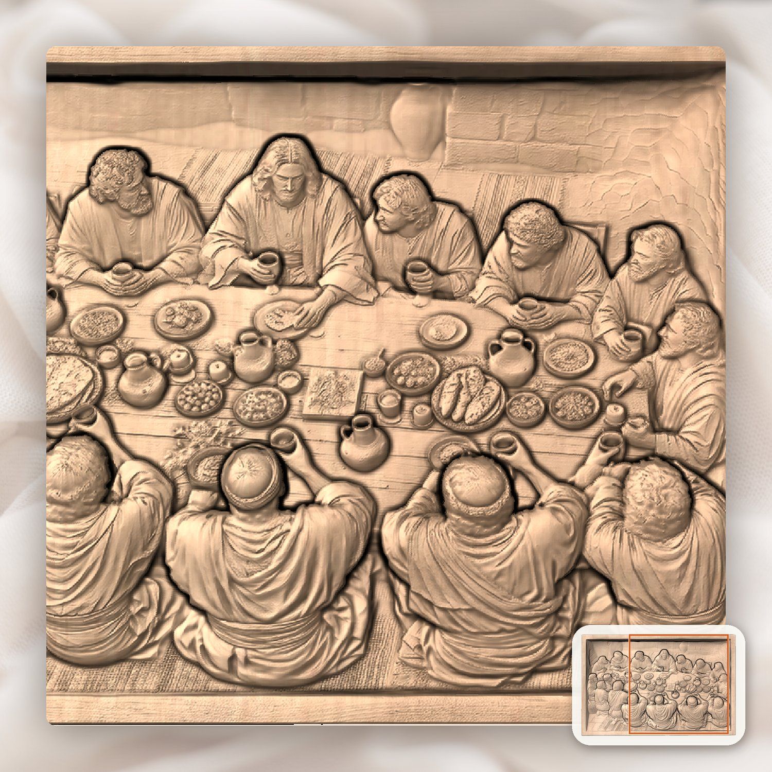 Candlelit Last Supper CNC Relief STL bas-relief STL — view 7