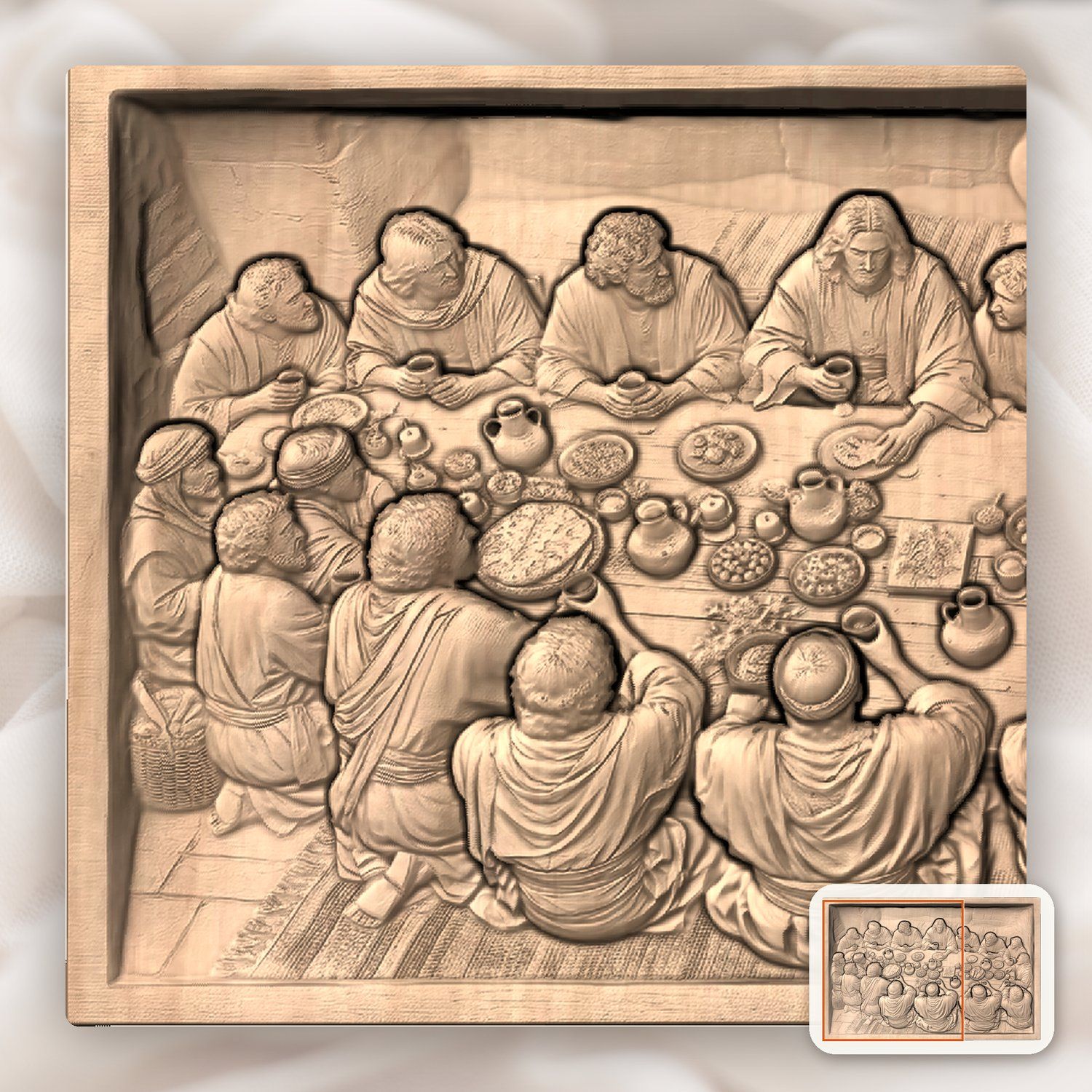 Candlelit Last Supper CNC Relief STL bas-relief STL — view 8