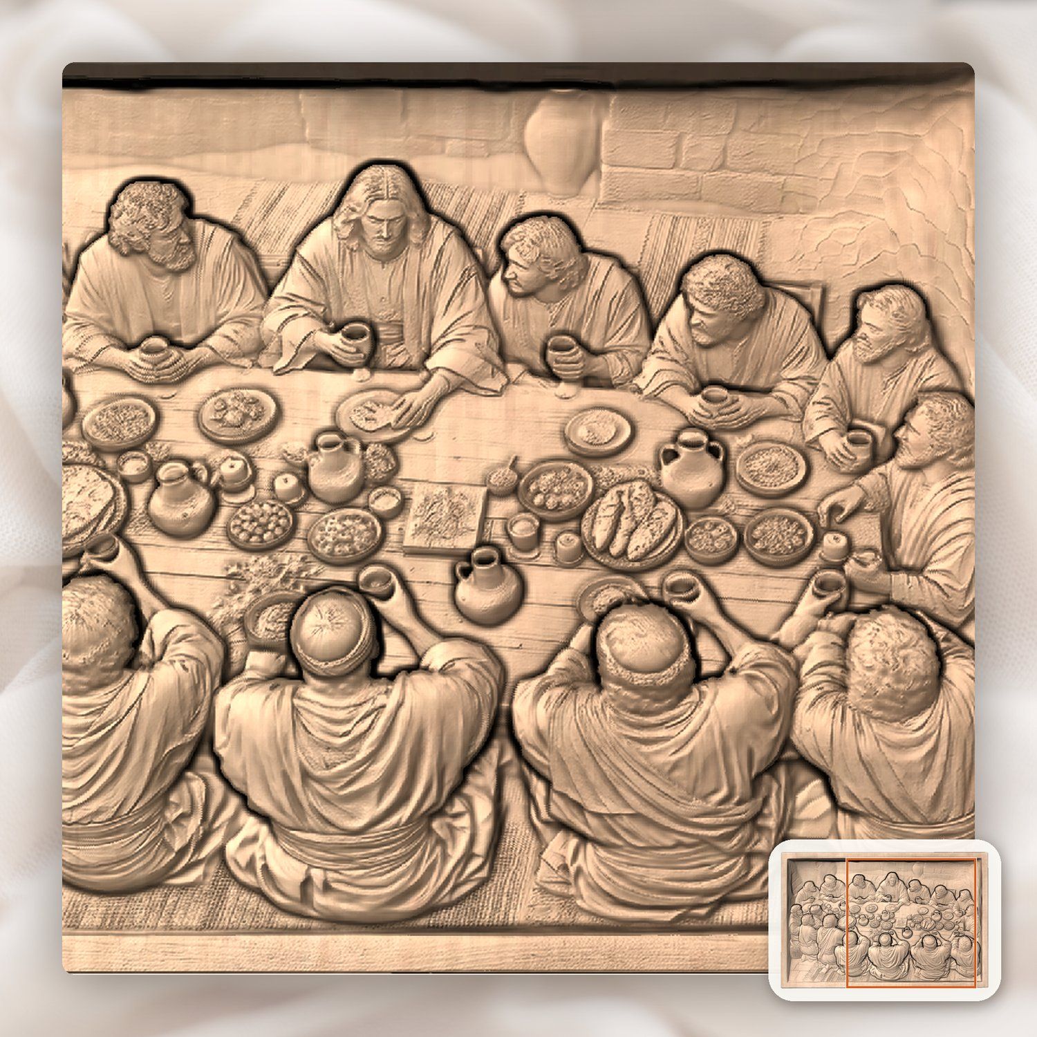 Candlelit Last Supper CNC Relief STL bas-relief STL — view 9