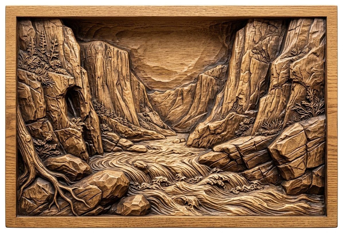 Canyon River Gorge CNC Relief STL bas-relief STL — view 13