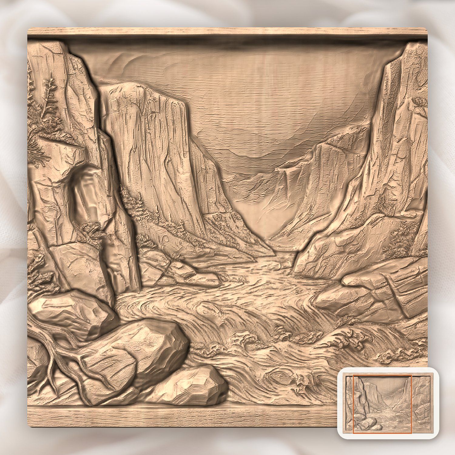 Canyon River Gorge CNC Relief STL bas-relief STL — view 6