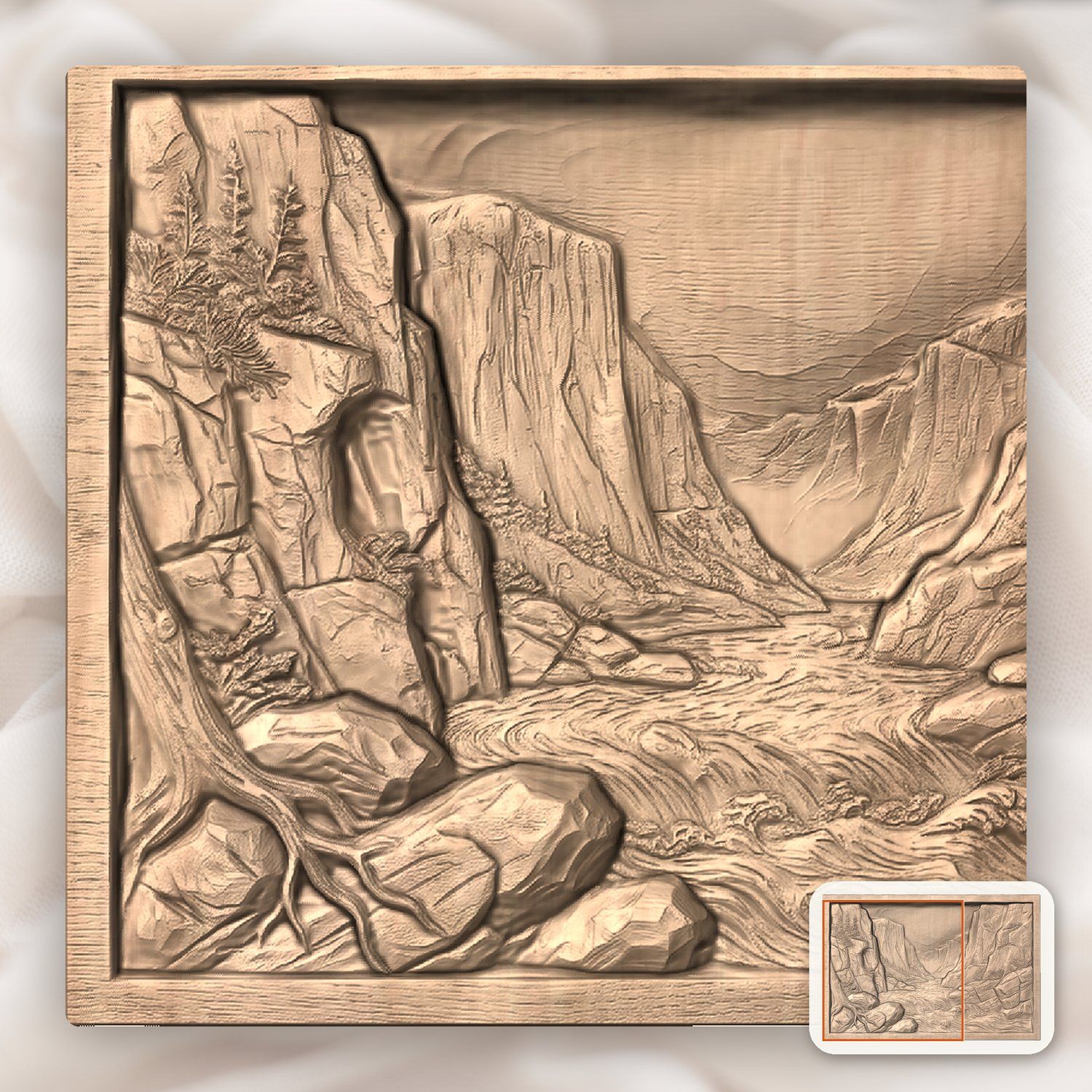 Canyon River Gorge CNC Relief STL bas-relief STL — view 7