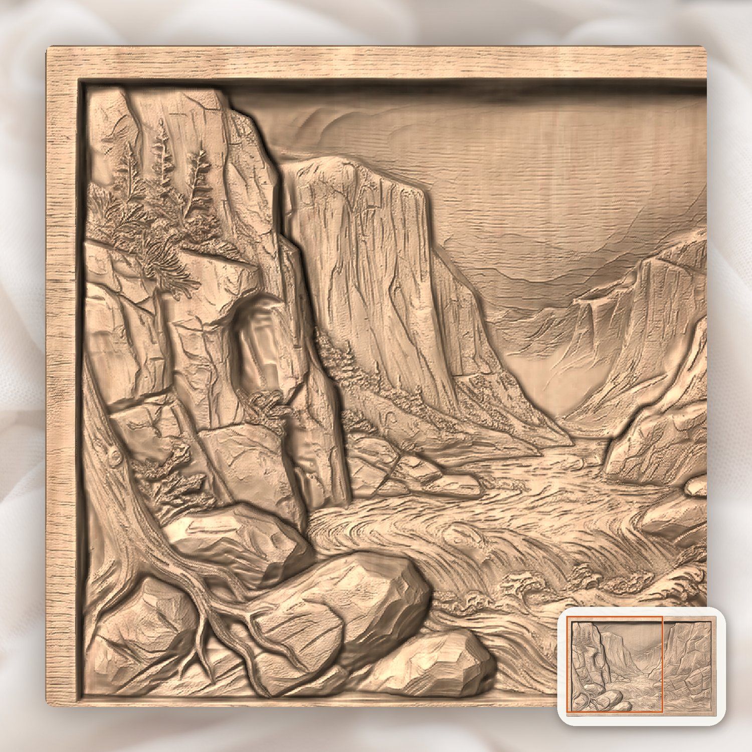 Canyon River Gorge CNC Relief STL bas-relief STL — view 9