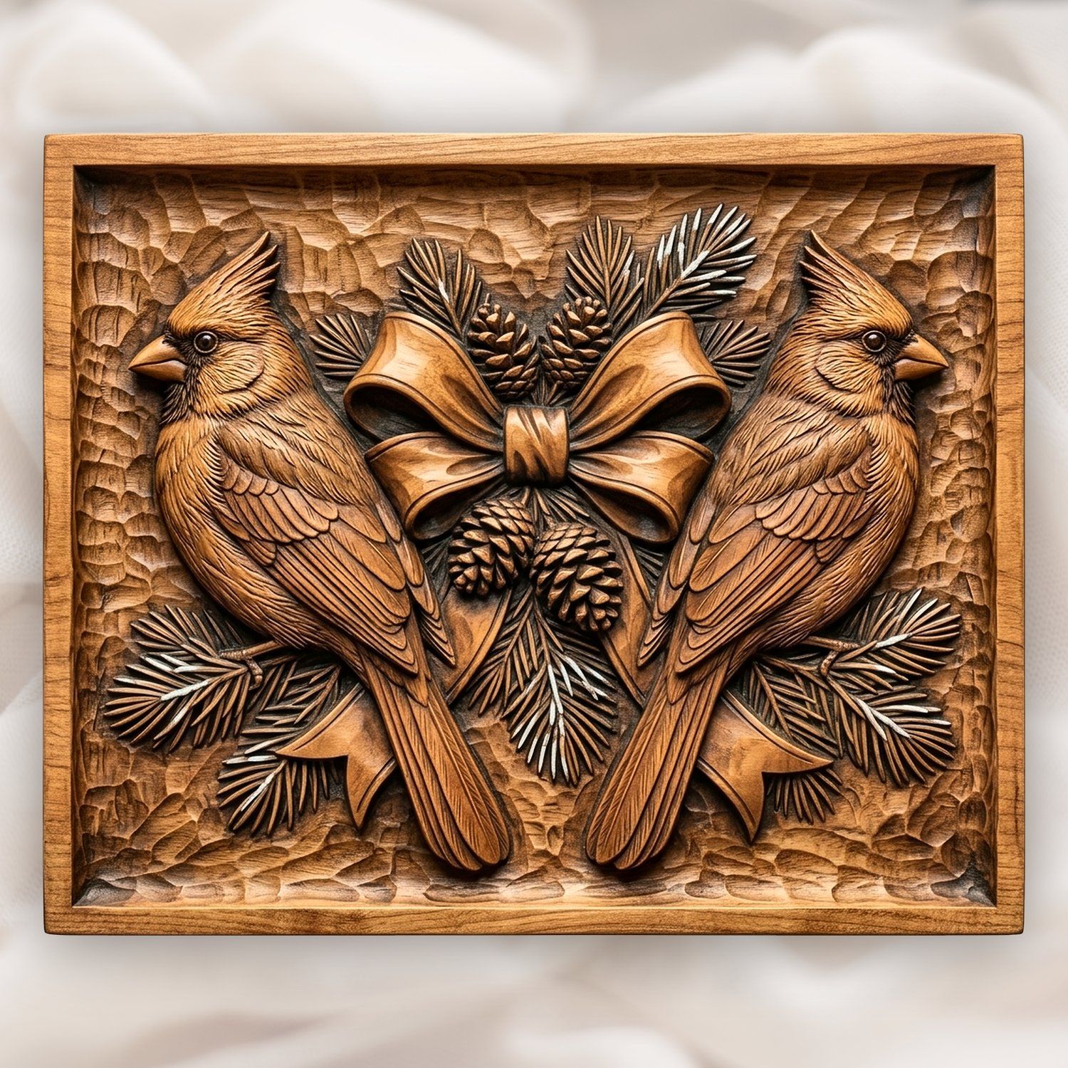 Cardinal Bird Scene CNC Relief STL bas-relief STL design