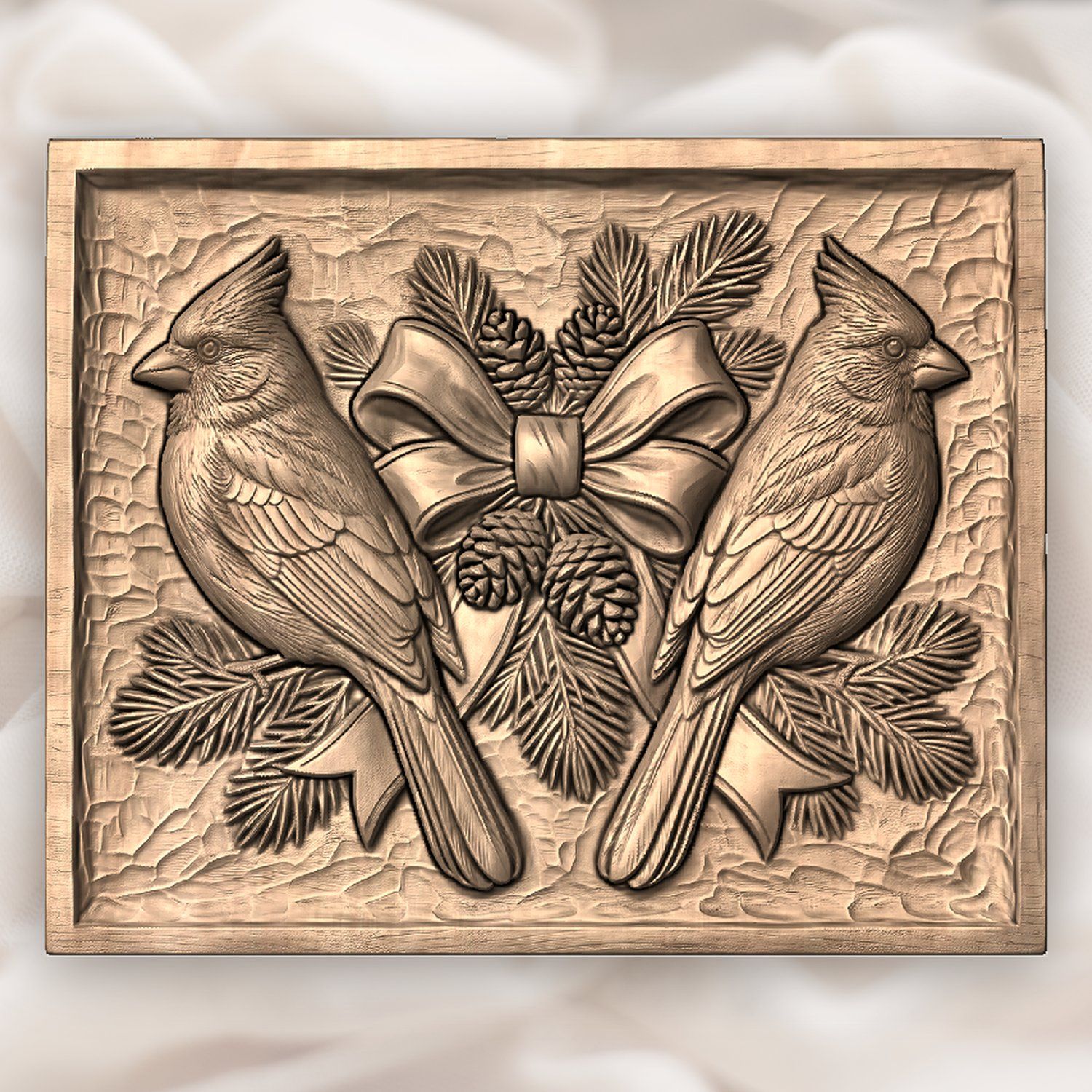 Cardinal Bird Scene CNC Relief STL bas-relief STL — view 4
