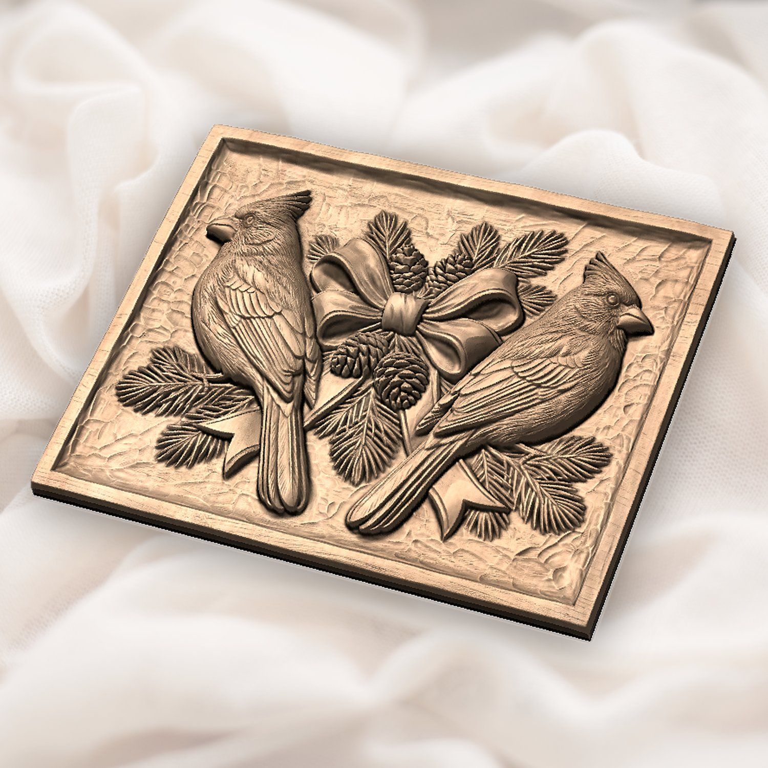 Cardinal Bird Scene CNC Relief STL bas-relief STL — view 5