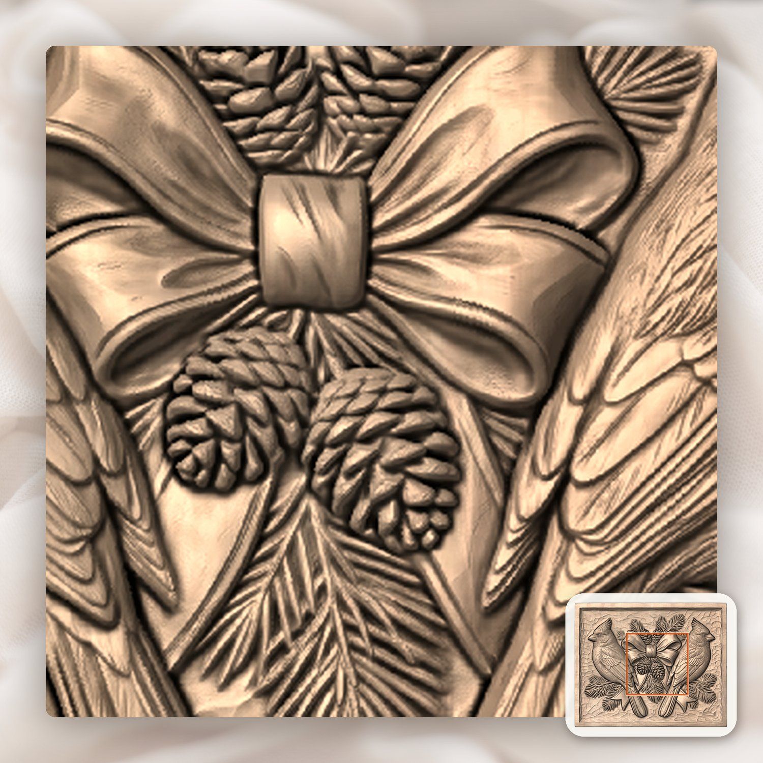 Cardinal Bird Scene CNC Relief STL bas-relief STL — view 7