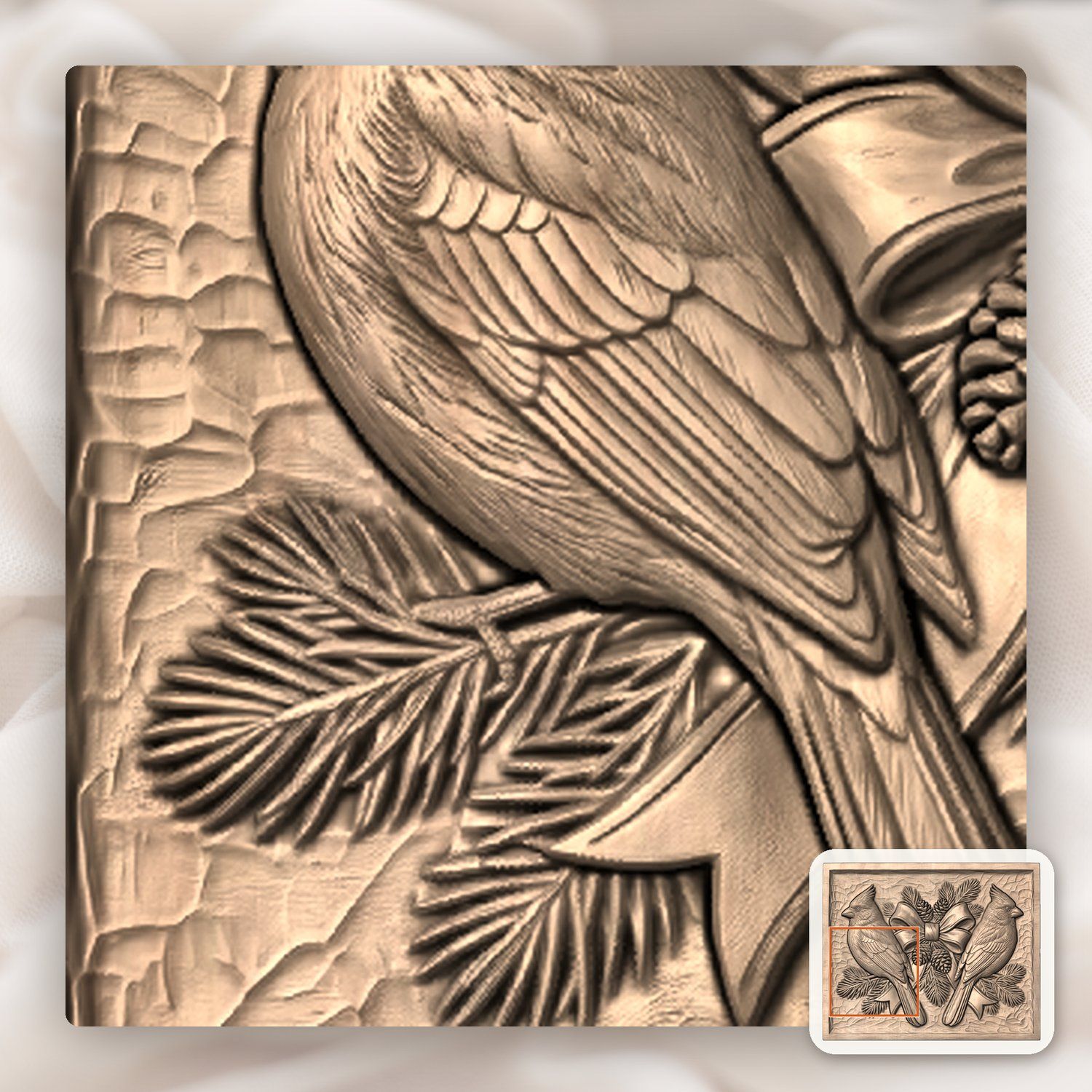 Cardinal Bird Scene CNC Relief STL bas-relief STL — view 8