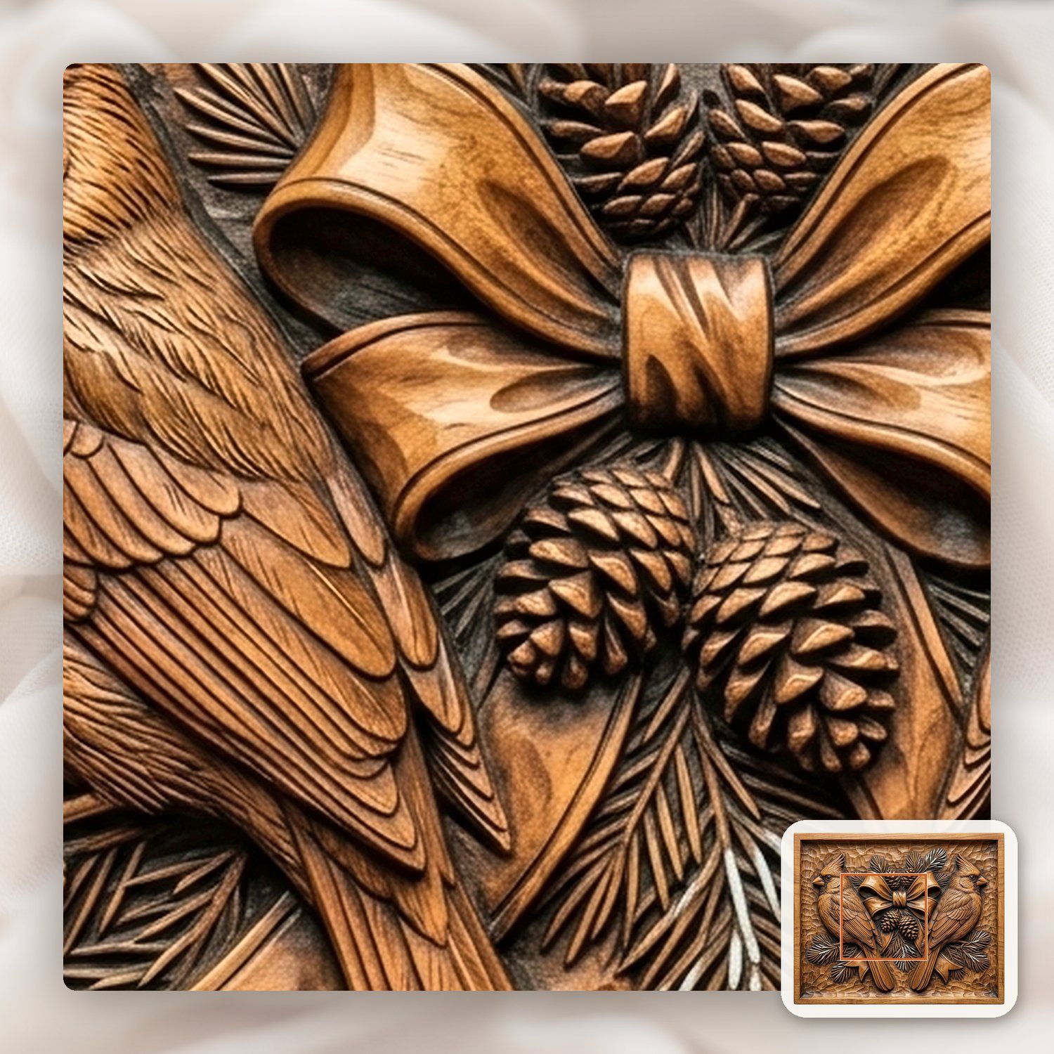 Cardinal Bird Scene CNC Relief STL bas-relief STL — view 11