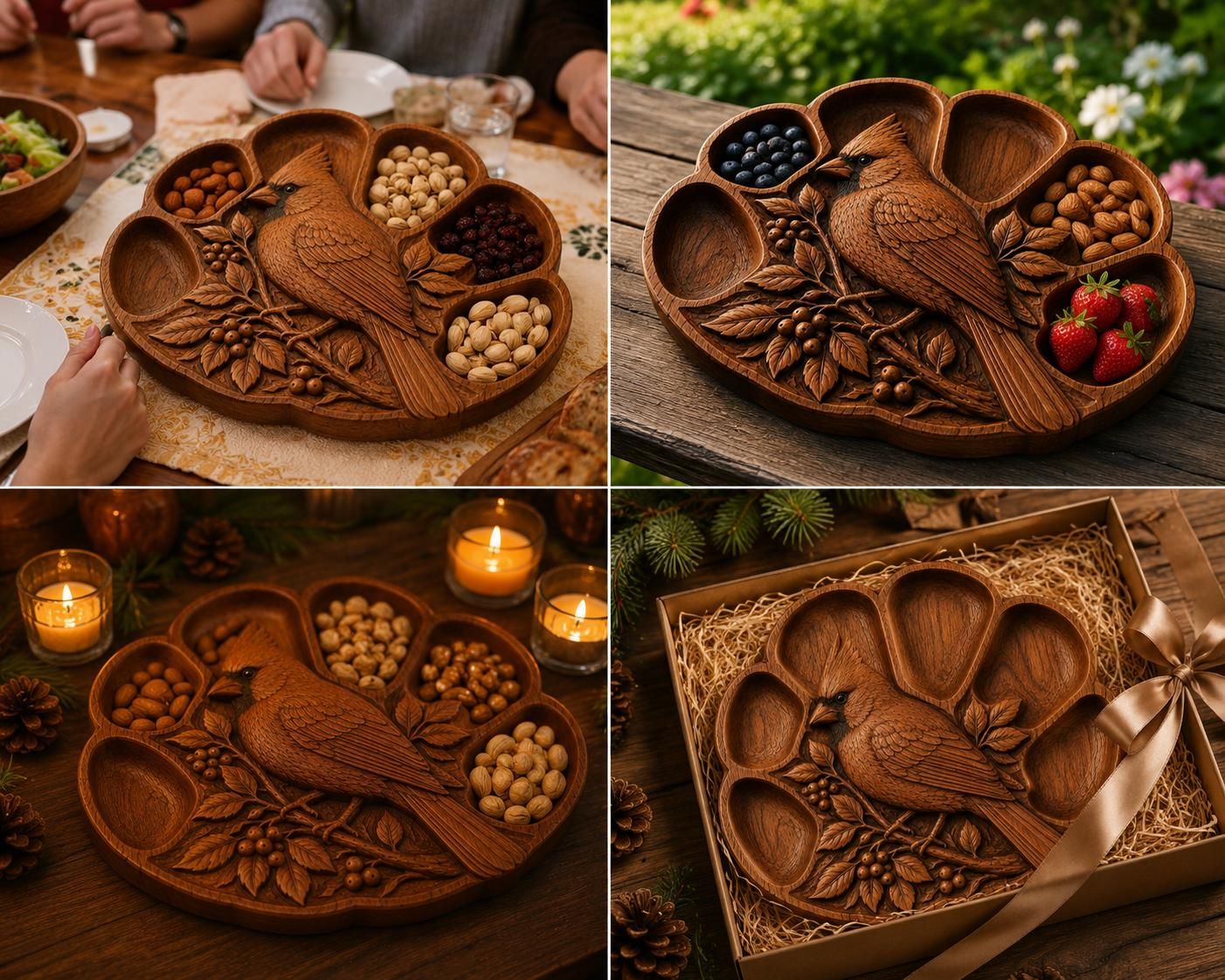Cardinal Bird Serving Tray STL File for CNC Router bas-relief STL — view 10