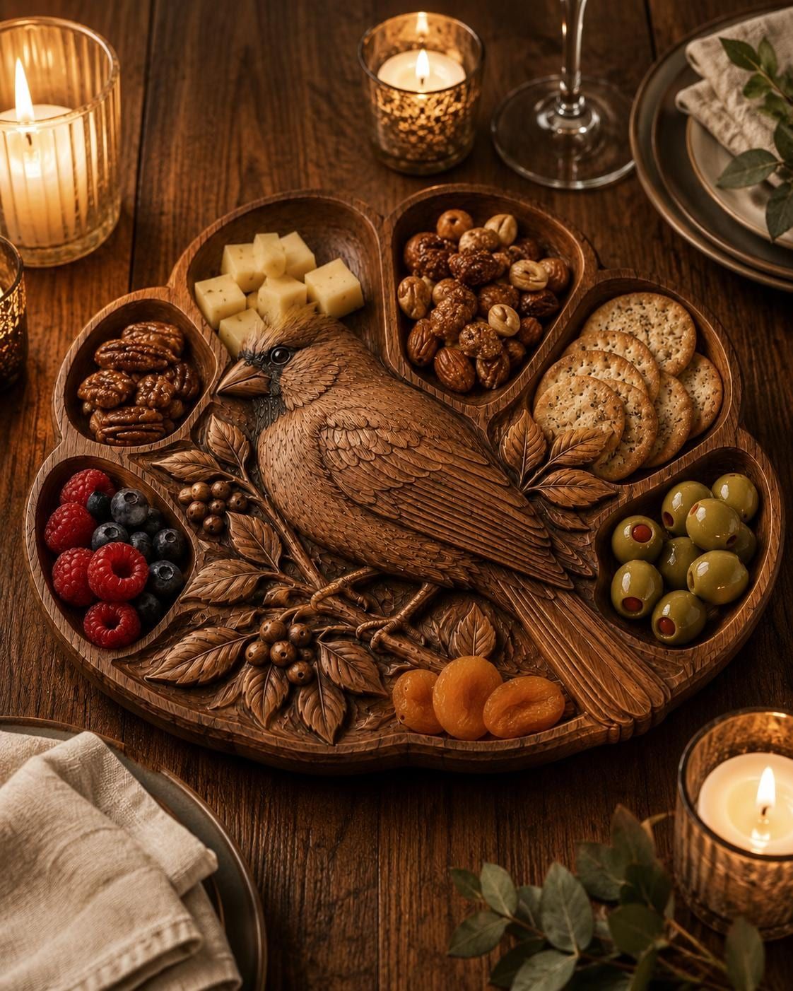 Cardinal Bird Serving Tray STL File for CNC Router bas-relief STL — view 3