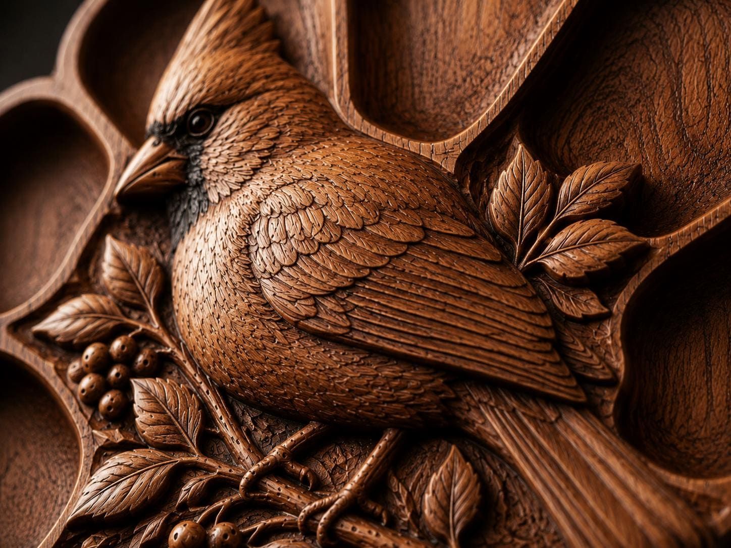 Cardinal Bird Serving Tray STL File for CNC Router bas-relief STL — view 8