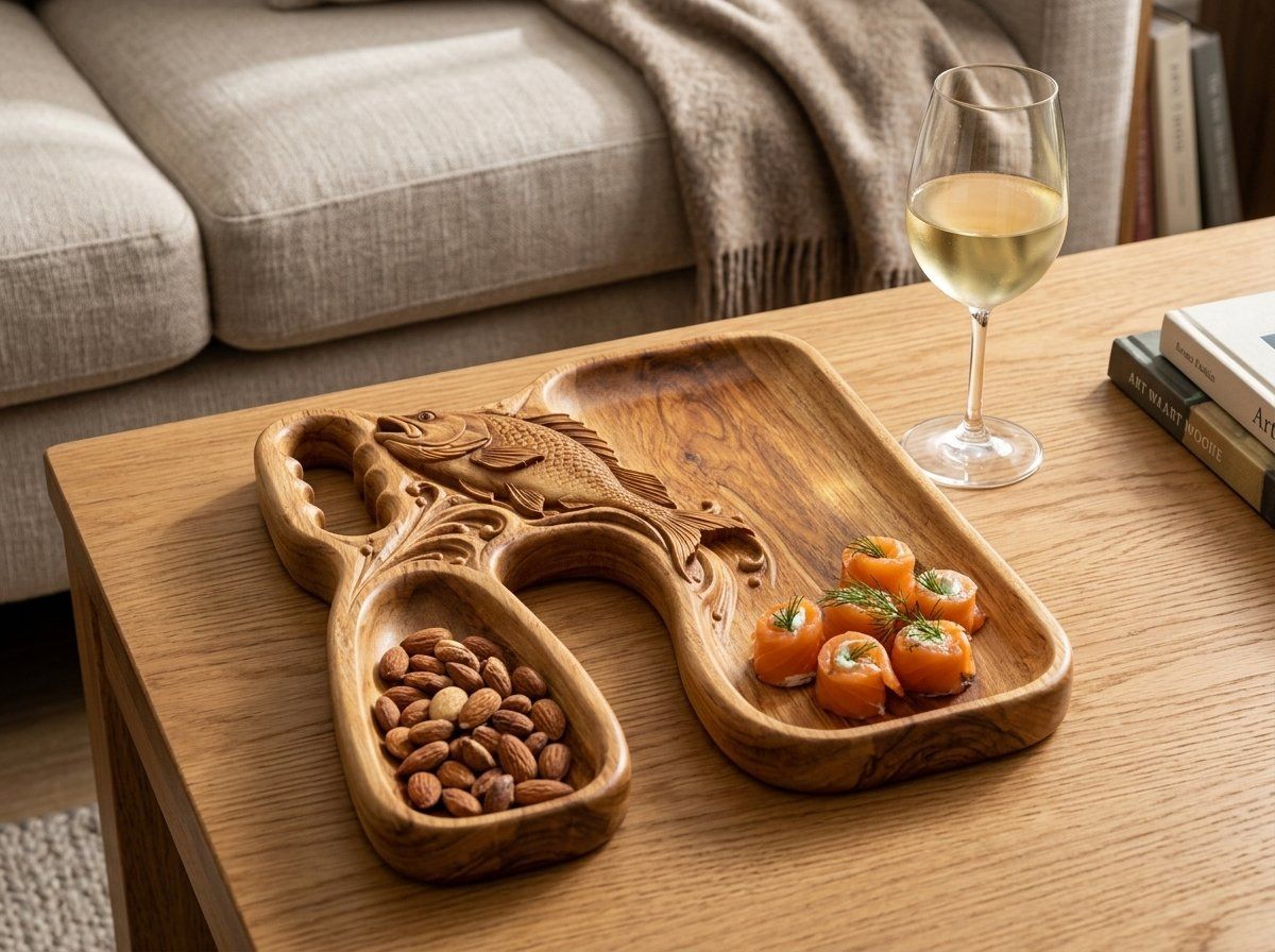 Carved Fish Relief Serving Tray CNC Relief STL bas-relief STL — view 13
