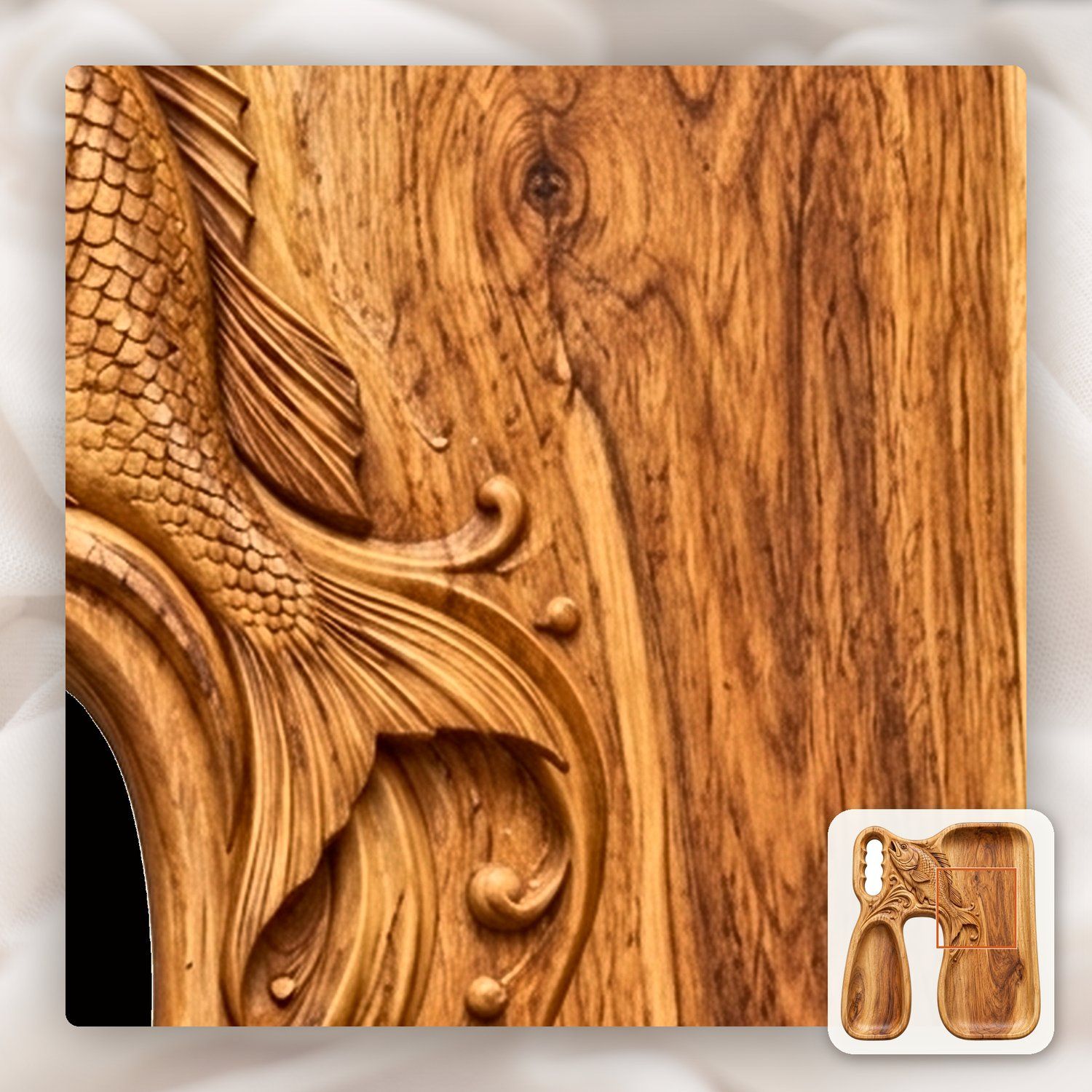 Carved Fish Relief Serving Tray CNC Relief STL bas-relief STL — view 12