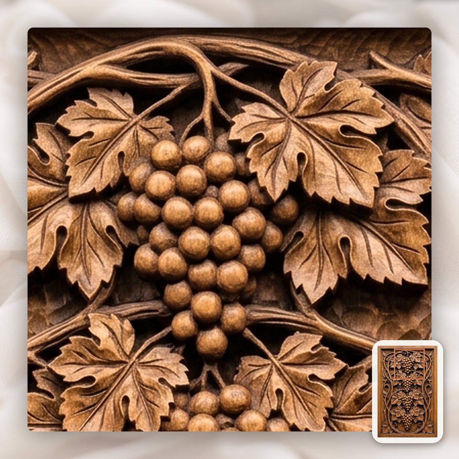 Cascading Grape Clusters Art Nouveau CNC Relief STL bas-relief STL — view 10
