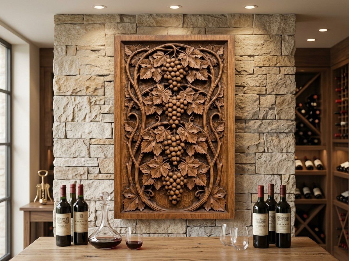 Cascading Grape Clusters Art Nouveau CNC Relief STL bas-relief STL — view 13