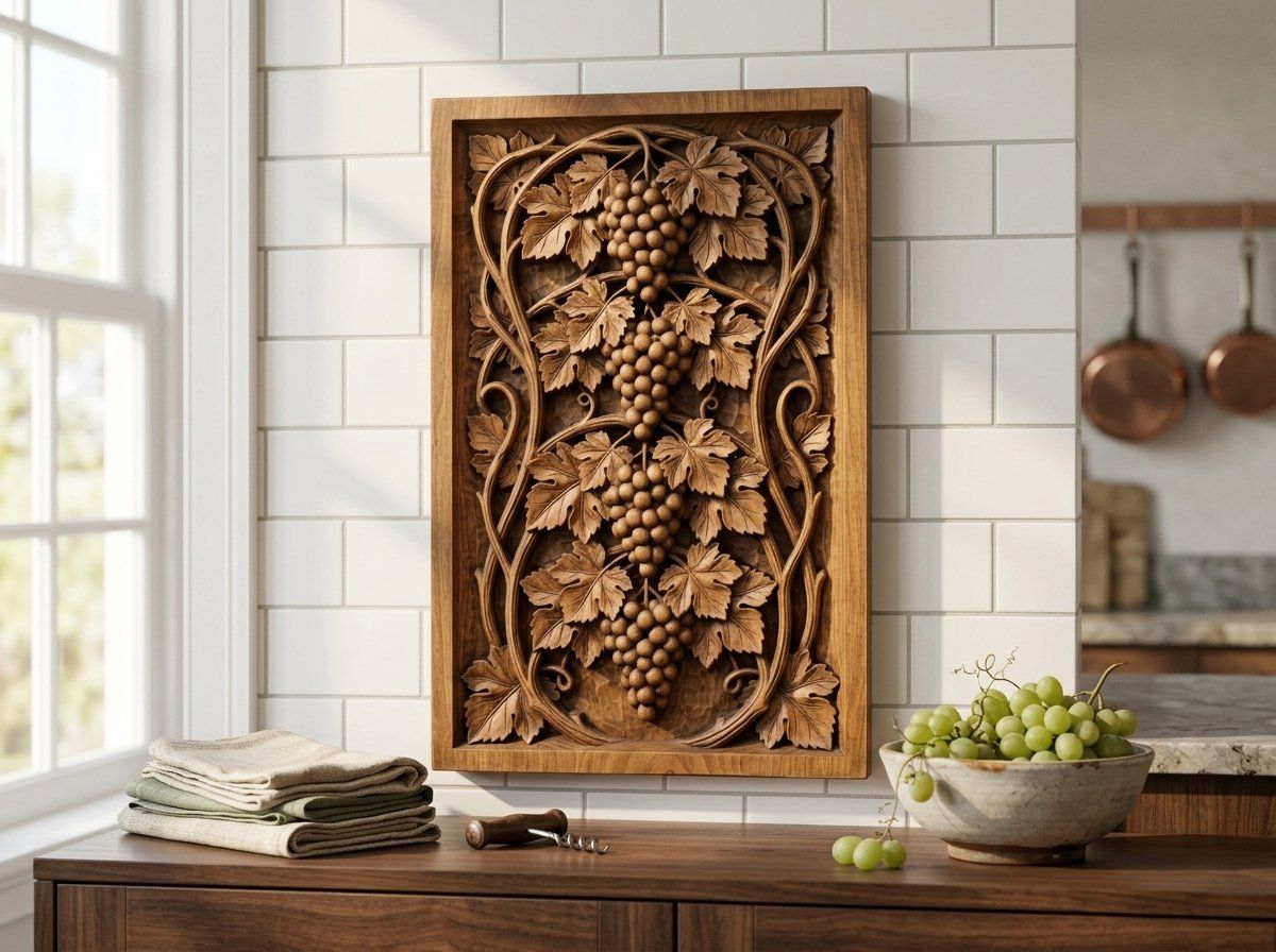Cascading Grape Clusters Art Nouveau CNC Relief STL bas-relief STL — view 14