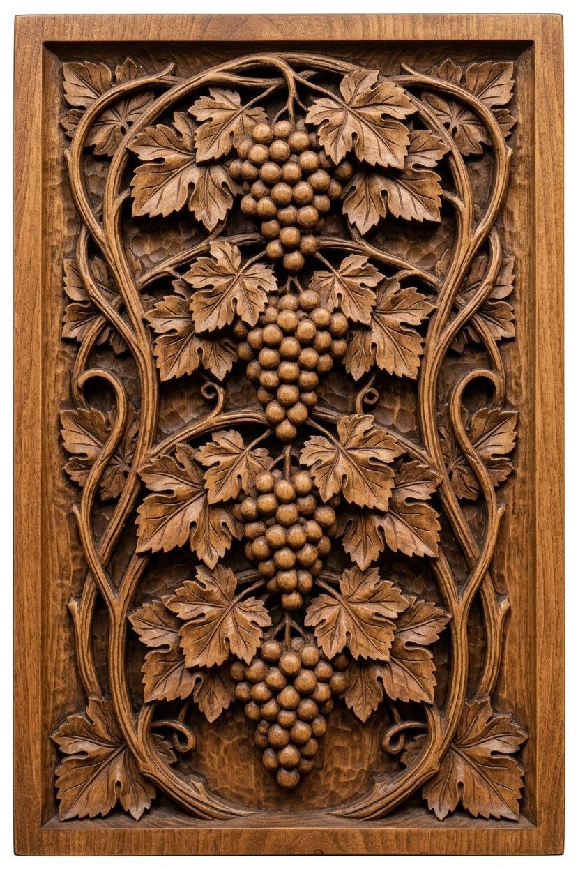Cascading Grape Clusters Art Nouveau CNC Relief STL bas-relief STL — view 2