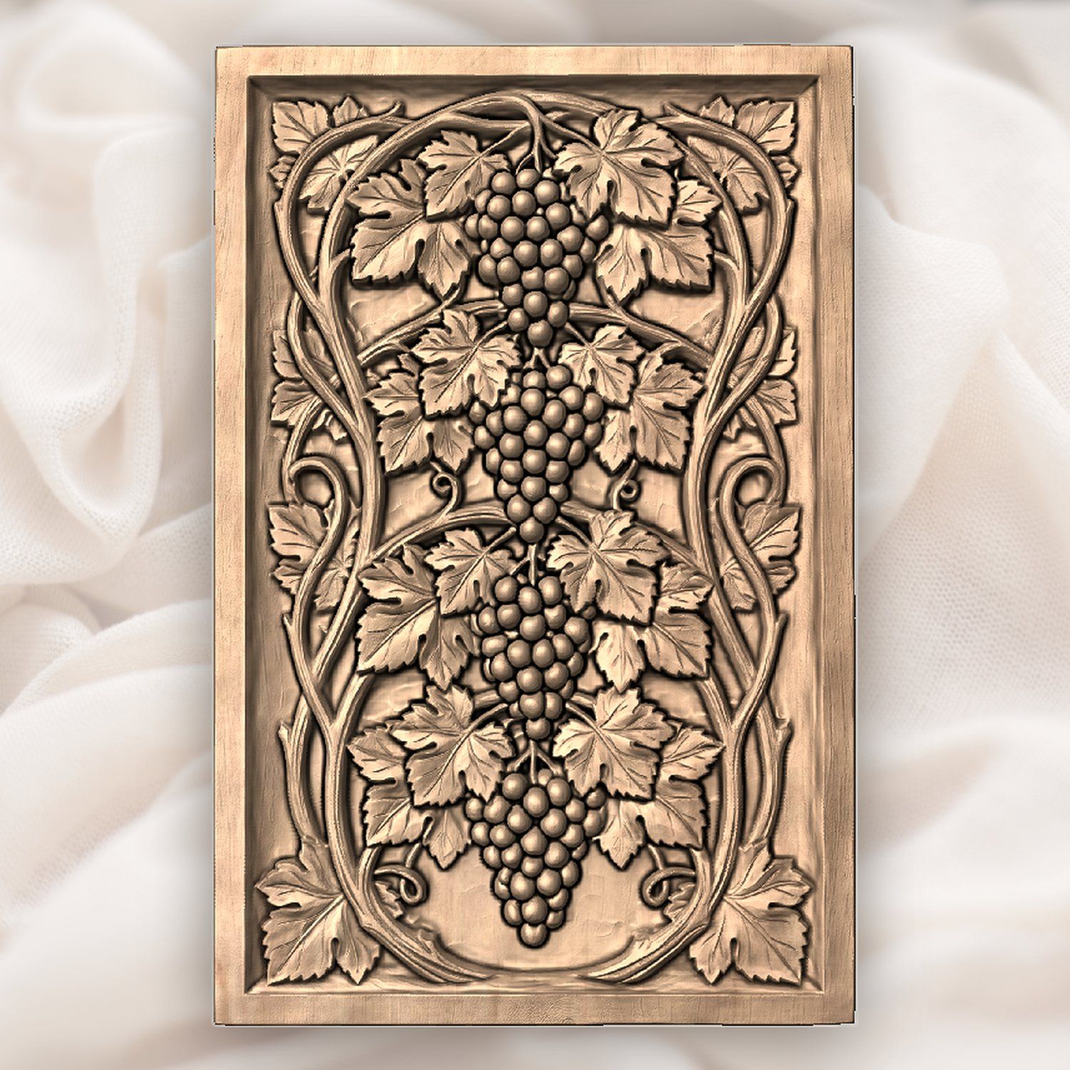 Cascading Grape Clusters Art Nouveau CNC Relief STL bas-relief STL — view 3