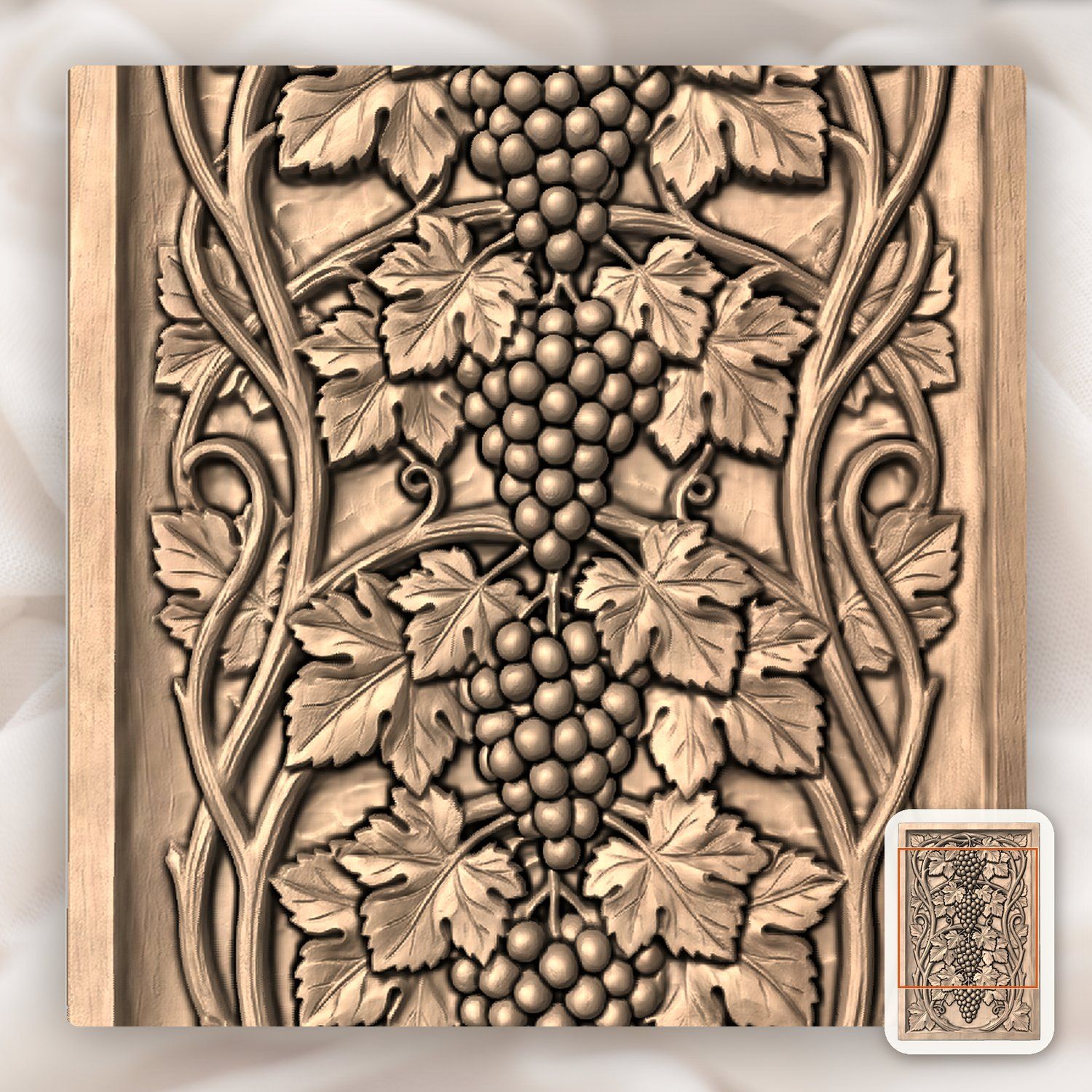 Cascading Grape Clusters Art Nouveau CNC Relief STL bas-relief STL — view 5
