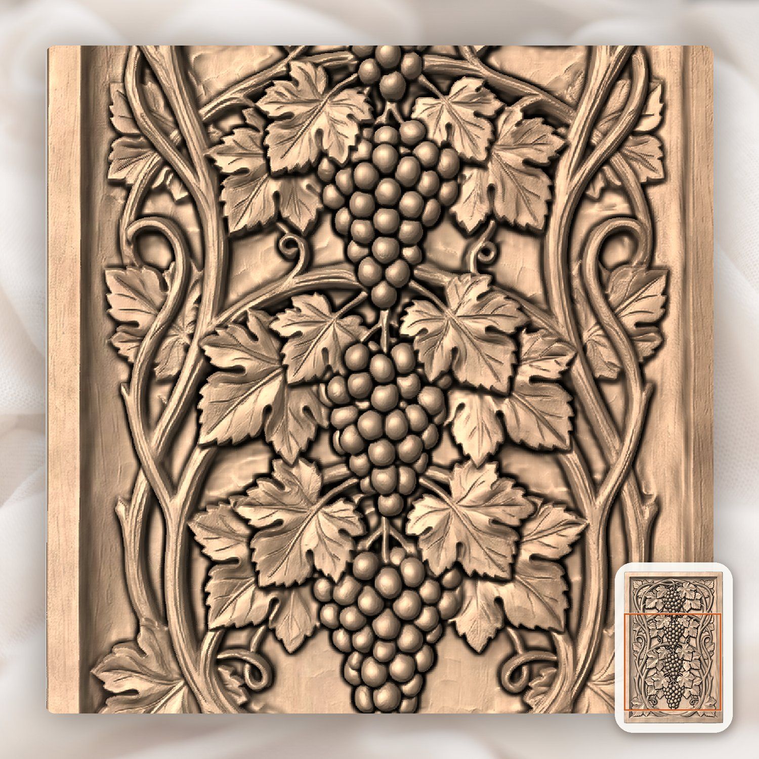 Cascading Grape Clusters Art Nouveau CNC Relief STL bas-relief STL — view 6