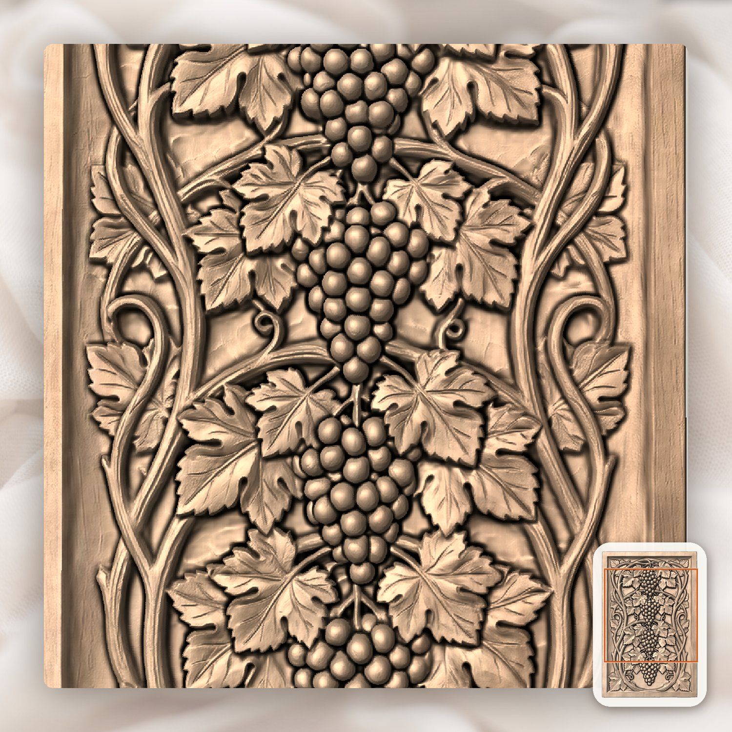 Cascading Grape Clusters Art Nouveau CNC Relief STL bas-relief STL — view 7