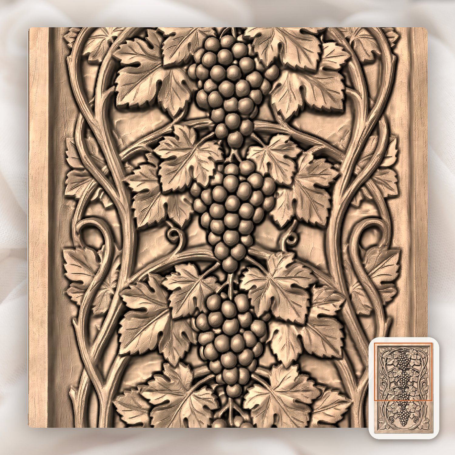 Cascading Grape Clusters Art Nouveau CNC Relief STL bas-relief STL — view 8