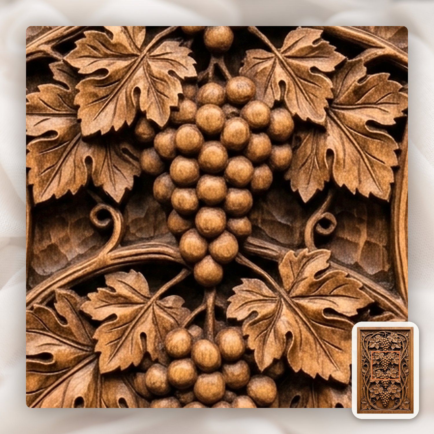 Cascading Grape Clusters Art Nouveau CNC Relief STL bas-relief STL — view 9