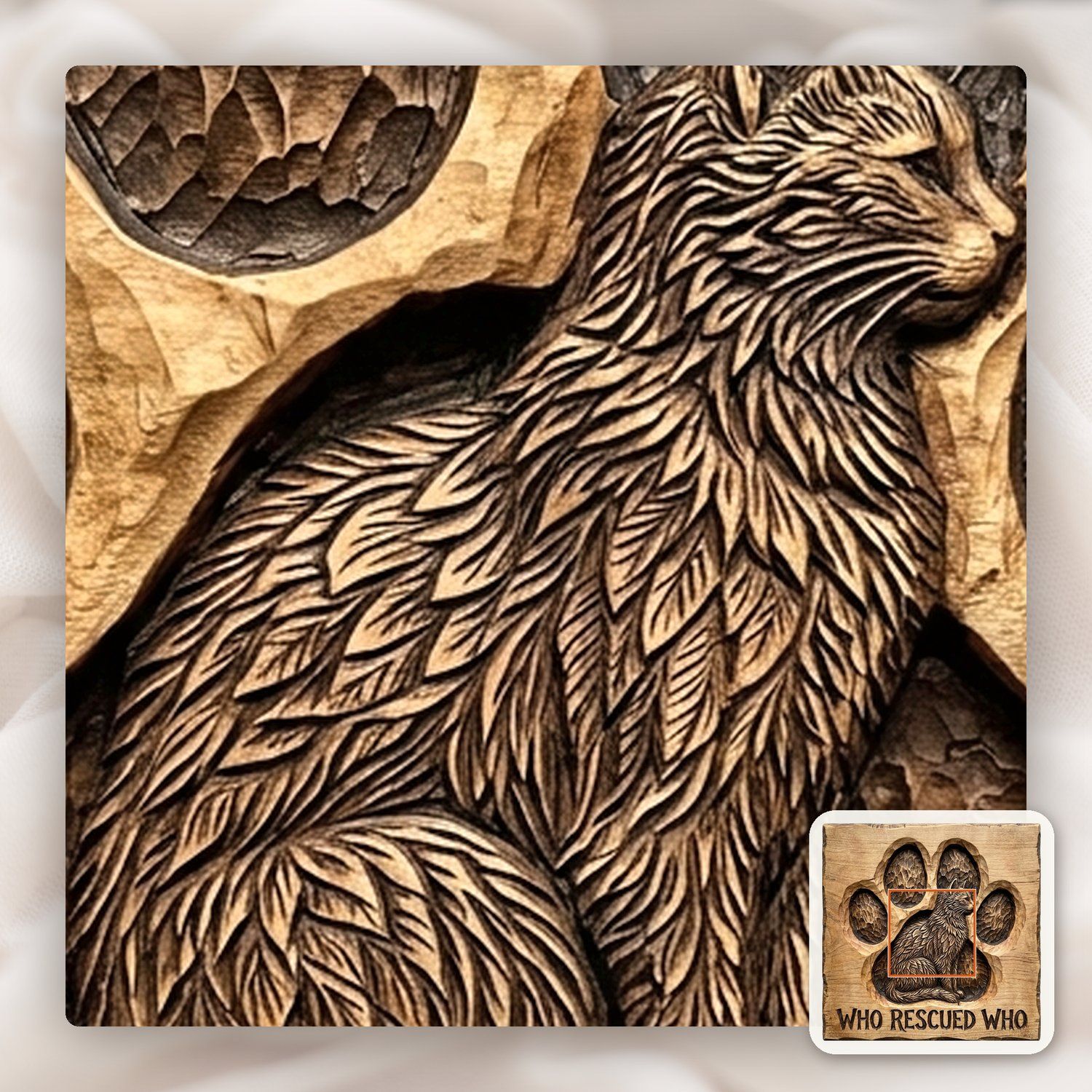 Cat Paw Rescue Memorial CNC Relief STL bas-relief STL — view 11