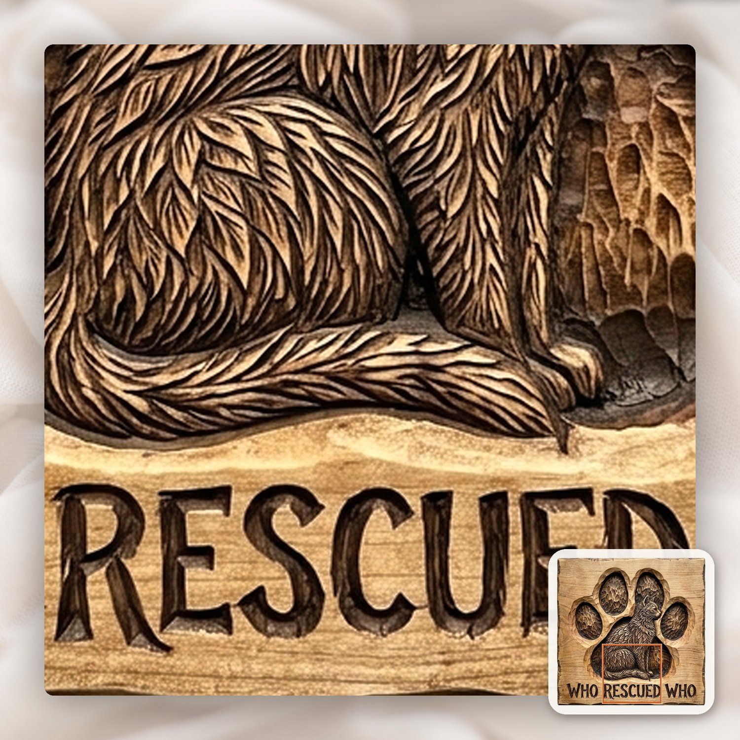 Cat Paw Rescue Memorial CNC Relief STL bas-relief STL — view 12