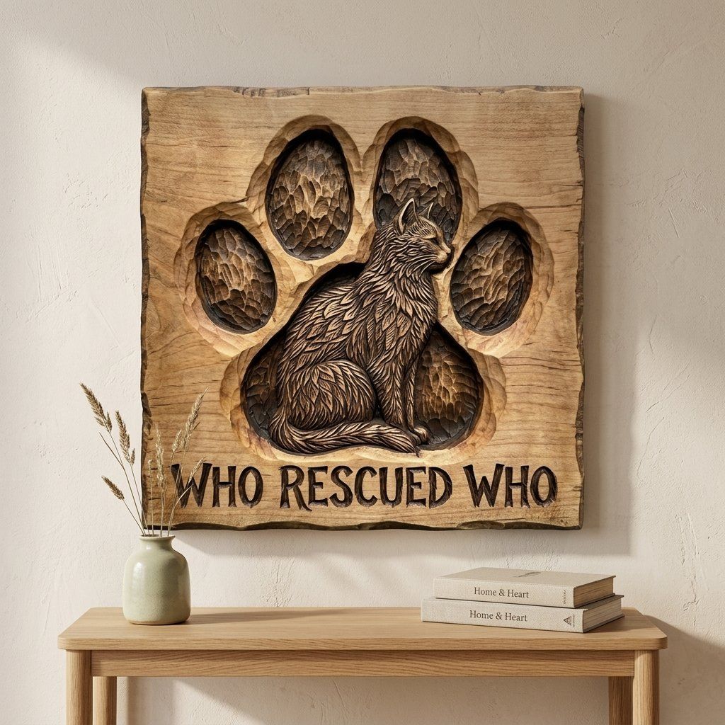 Cat Paw Rescue Memorial CNC Relief STL bas-relief STL — view 13